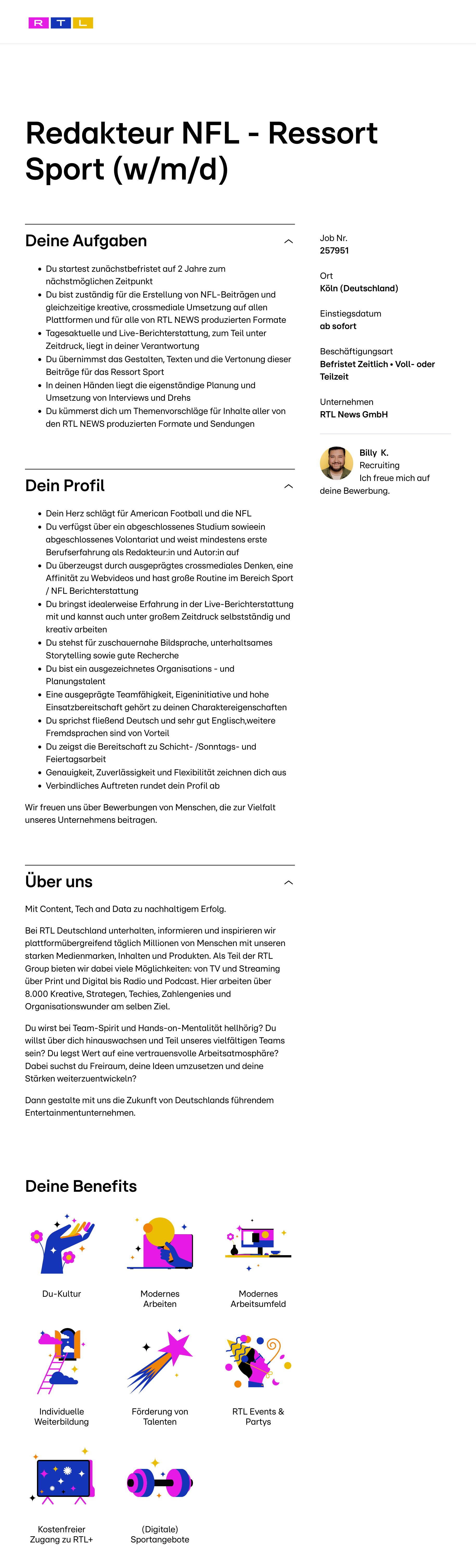 Redakteur NFL - Ressort Sport (w/m/d)