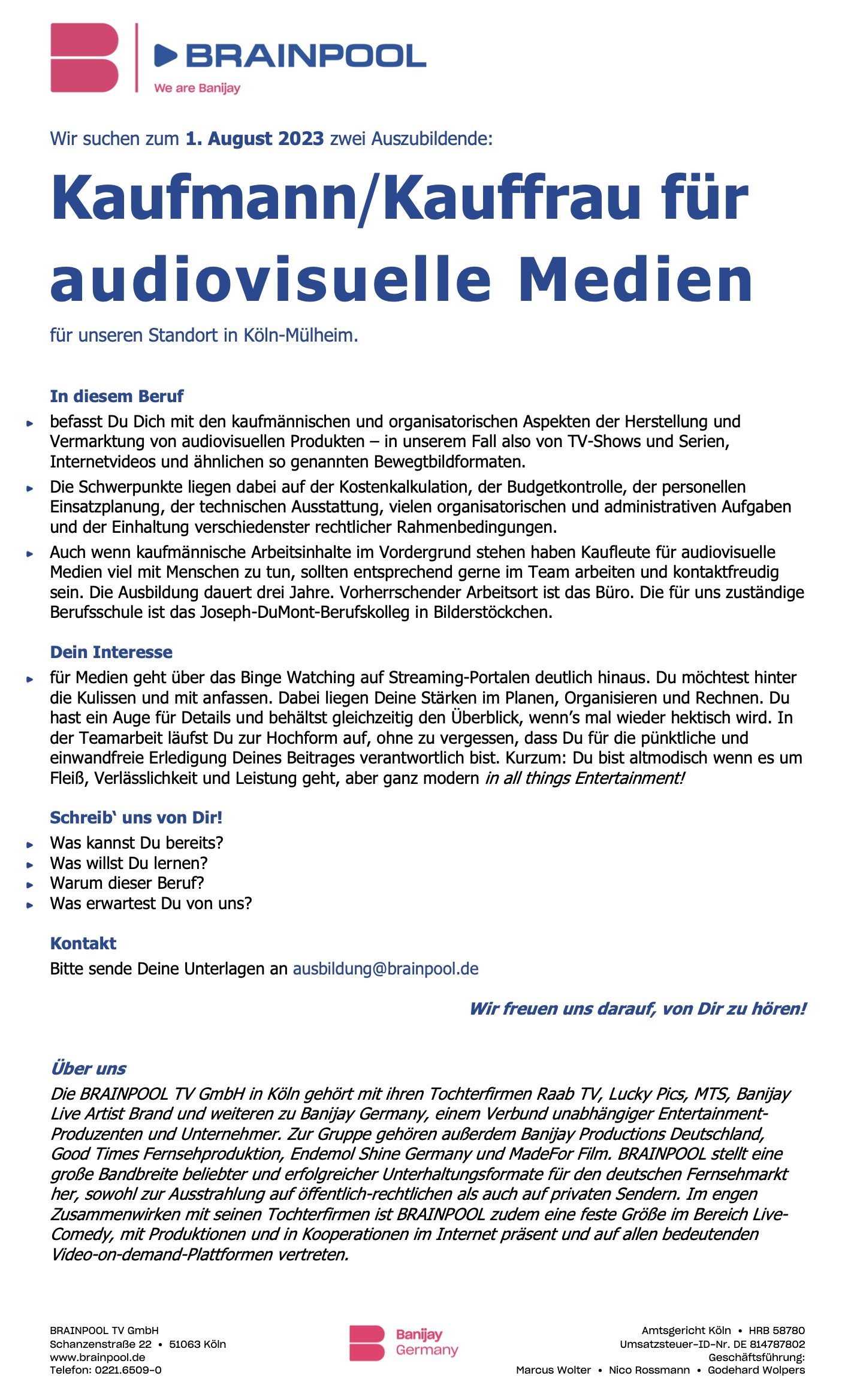 Kaufmann/Kauffrau für audiovisuelle Medien