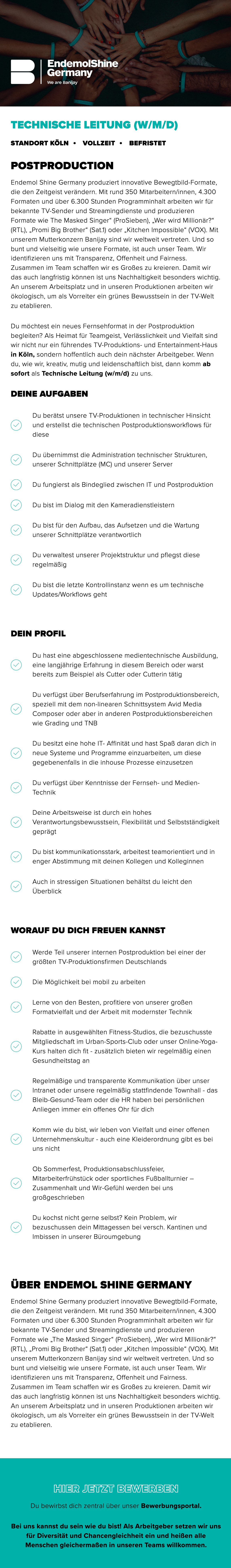 Technische Leitung Postproduktion (w/m/d)