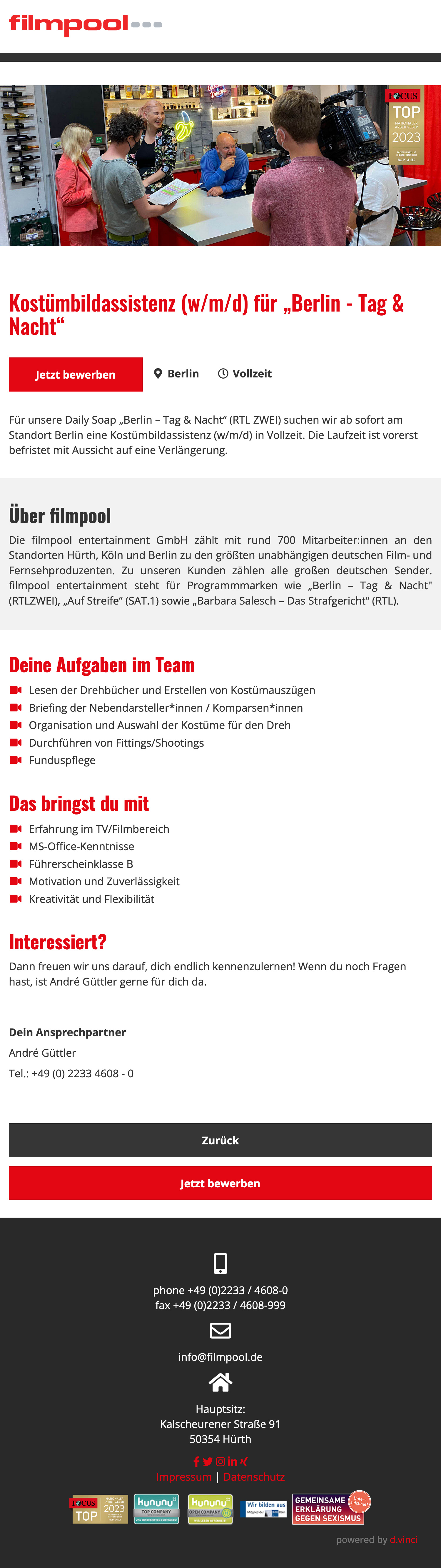 Kostümbildassistenz (w/m/d) für 