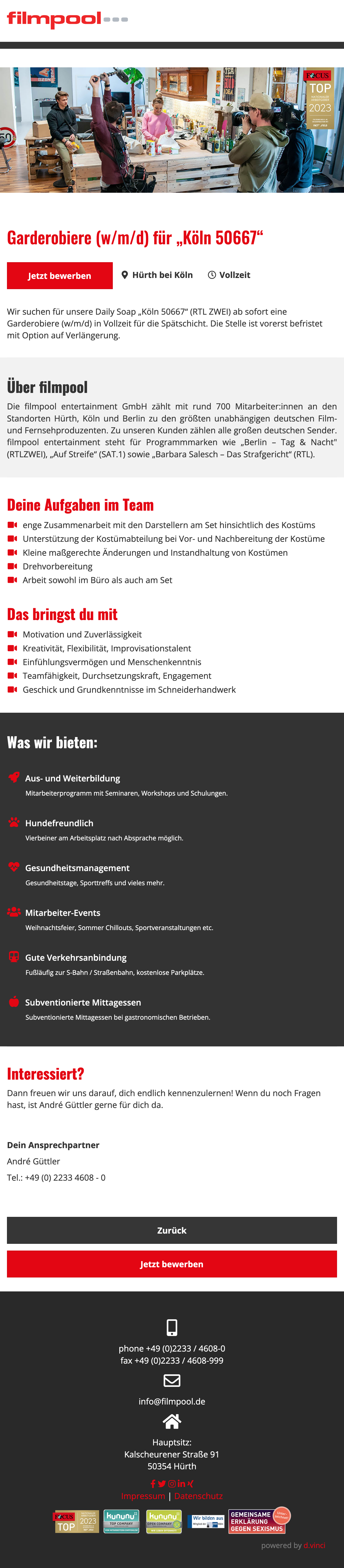 Garderobiere (w/m/d) für 