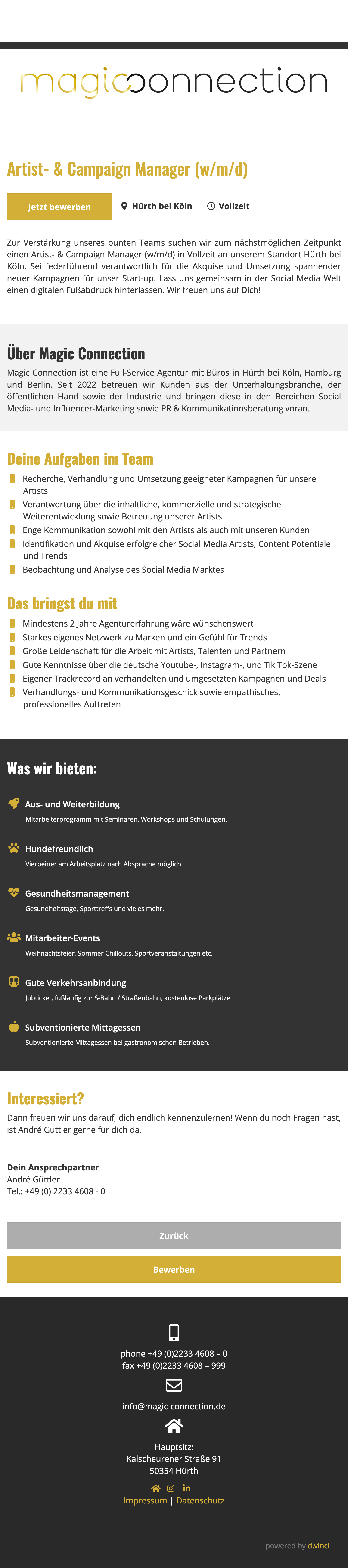Artist- & Campaign Manager (w/m/d)