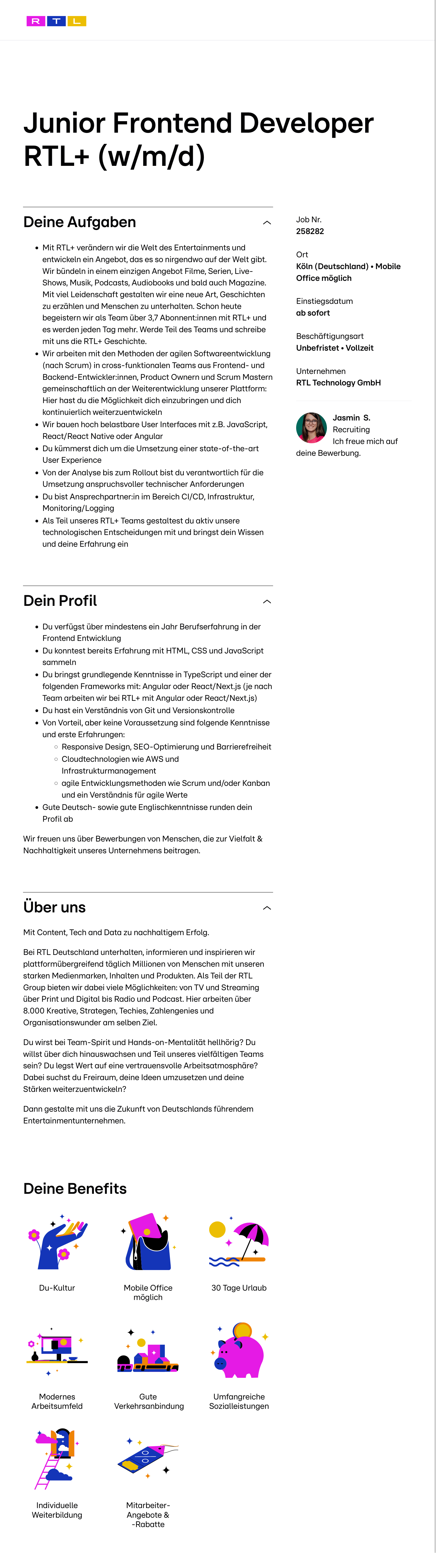 Junior Frontend Developer RTL+ (w/m/d)
