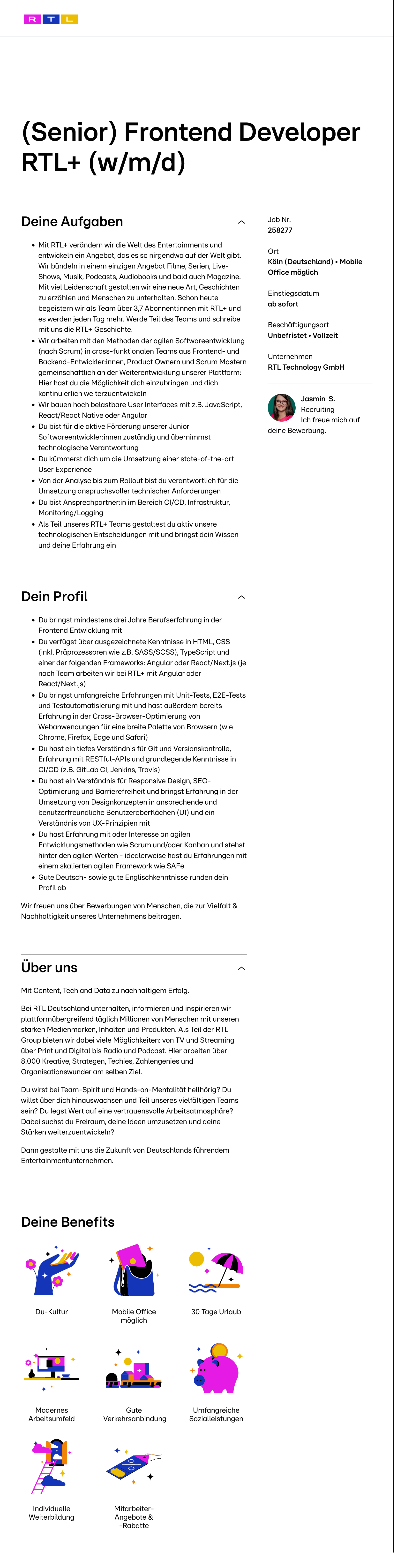 (Senior) Frontend Developer RTL+ (w/m/d)