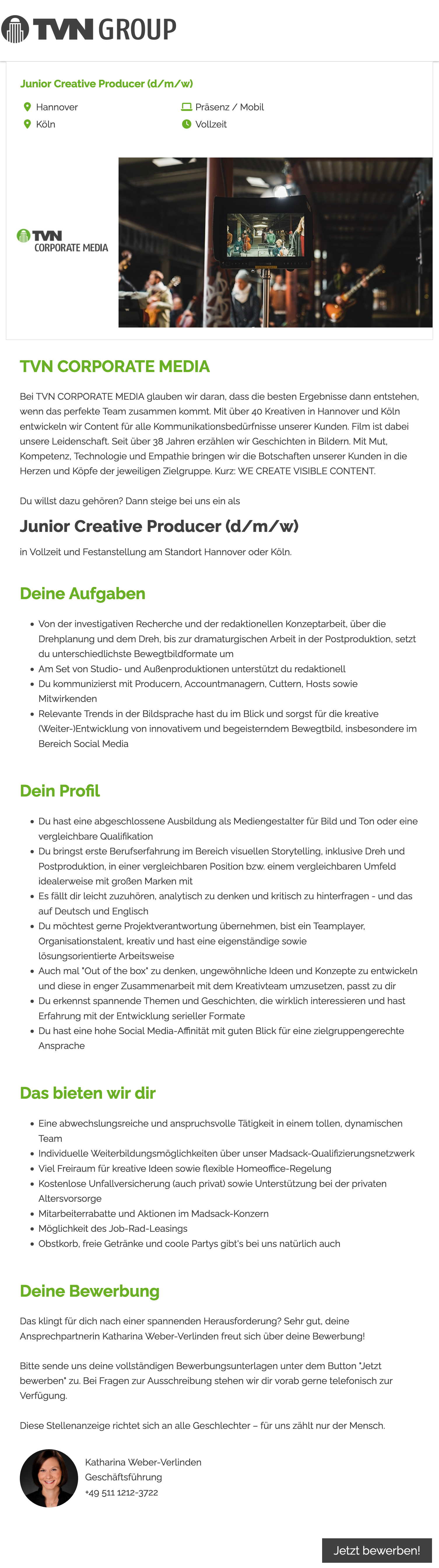 Junior Creative Producer (d/m/w)