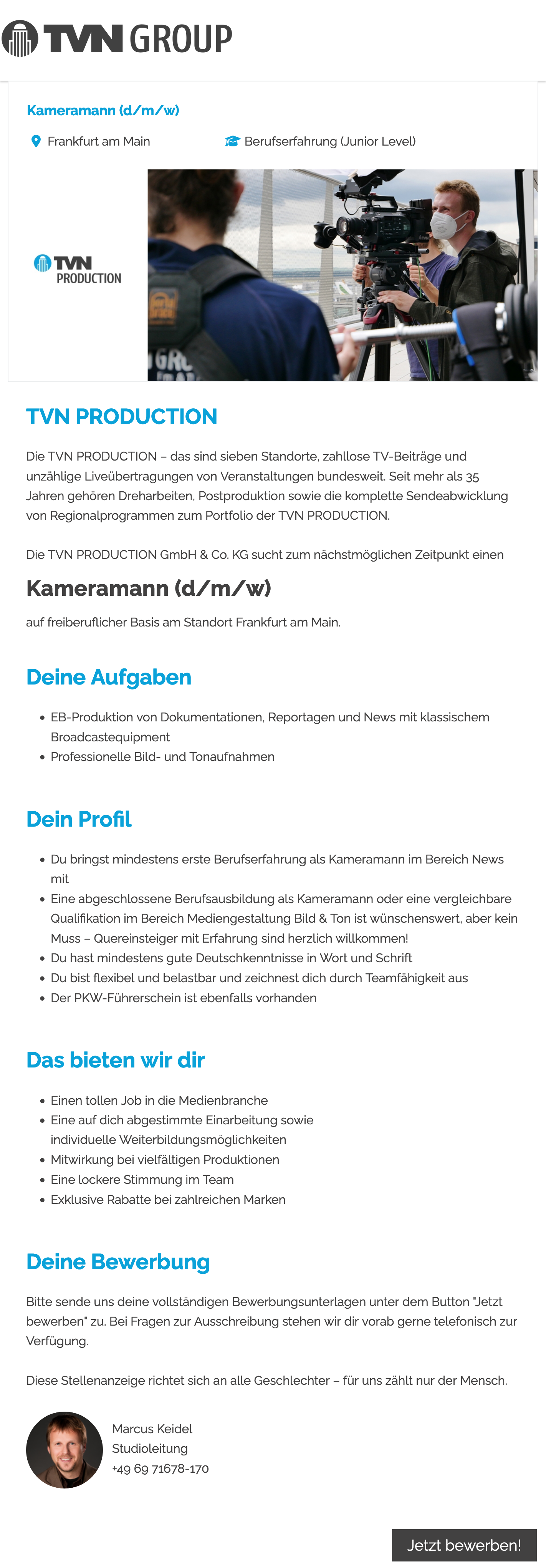 Kameramann (d/m/w)
