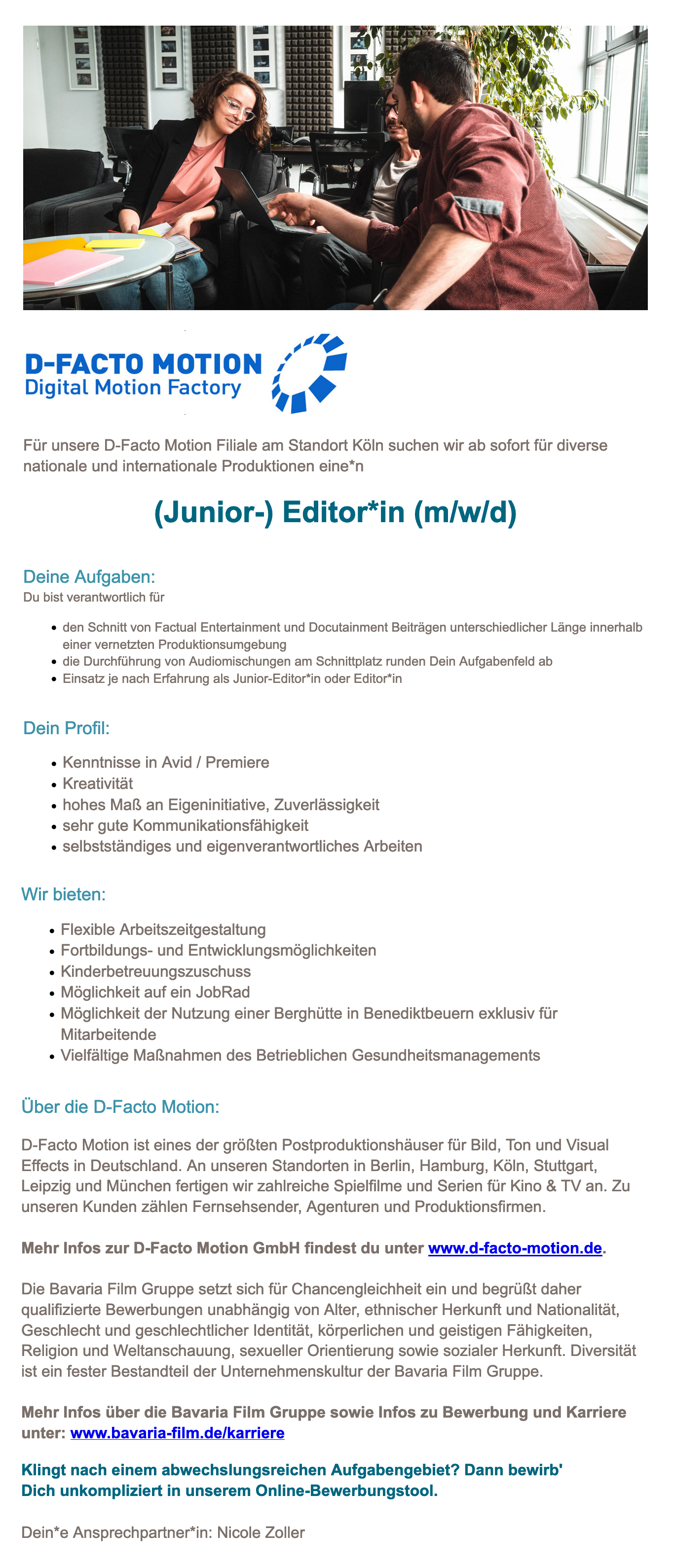 (Junior-) Editor*in (m/w/d)
