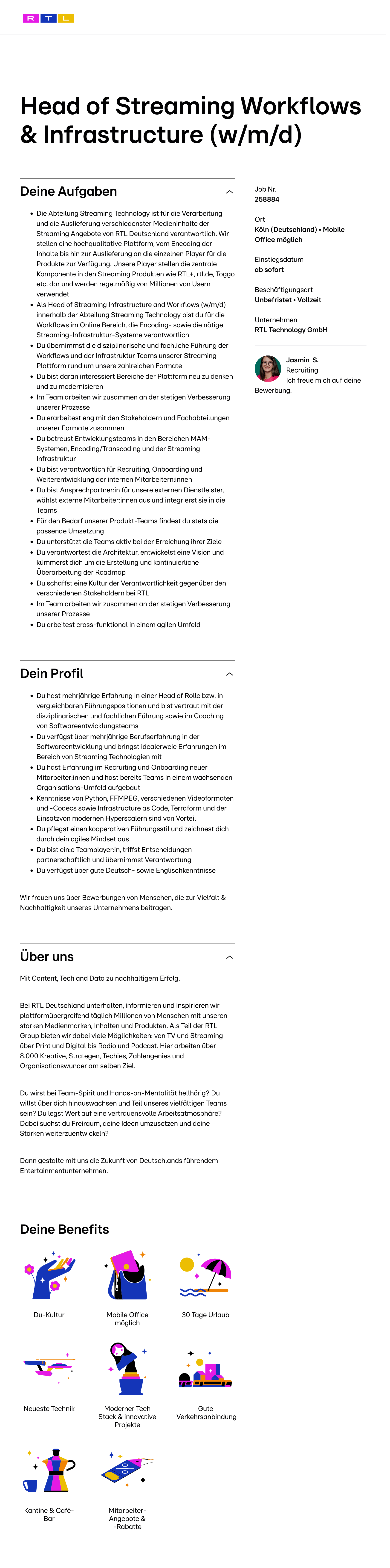 Head of Streaming Workflows & Infrastructure (w/m/d)