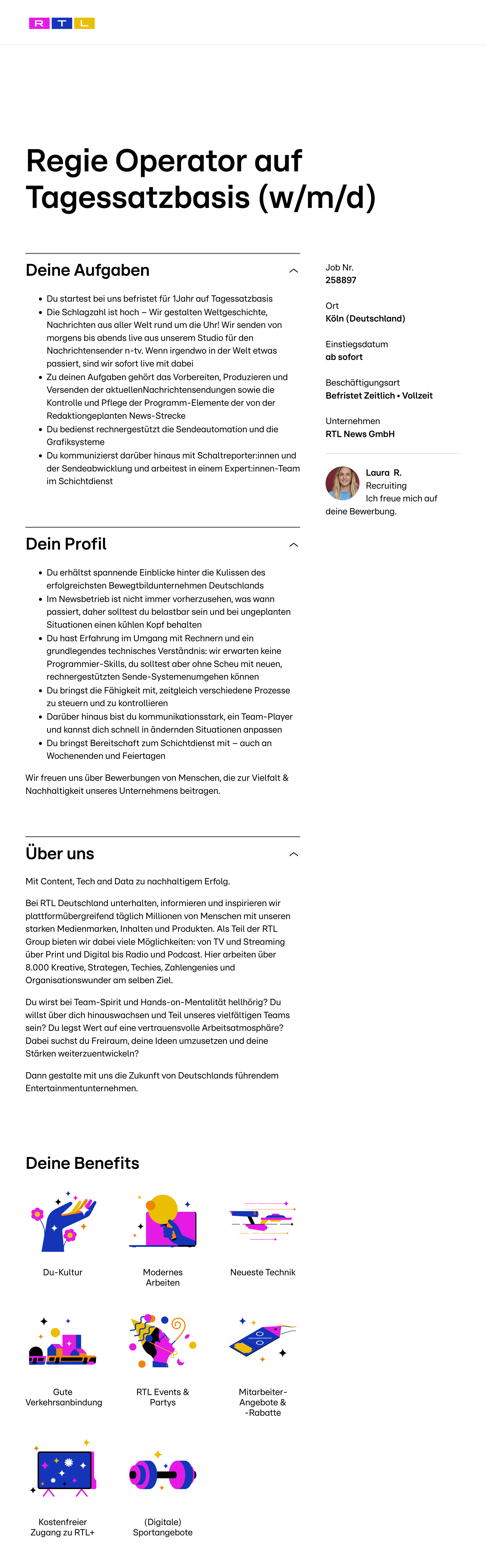 Regie Operator auf Tagessatzbasis (w/m/d)
