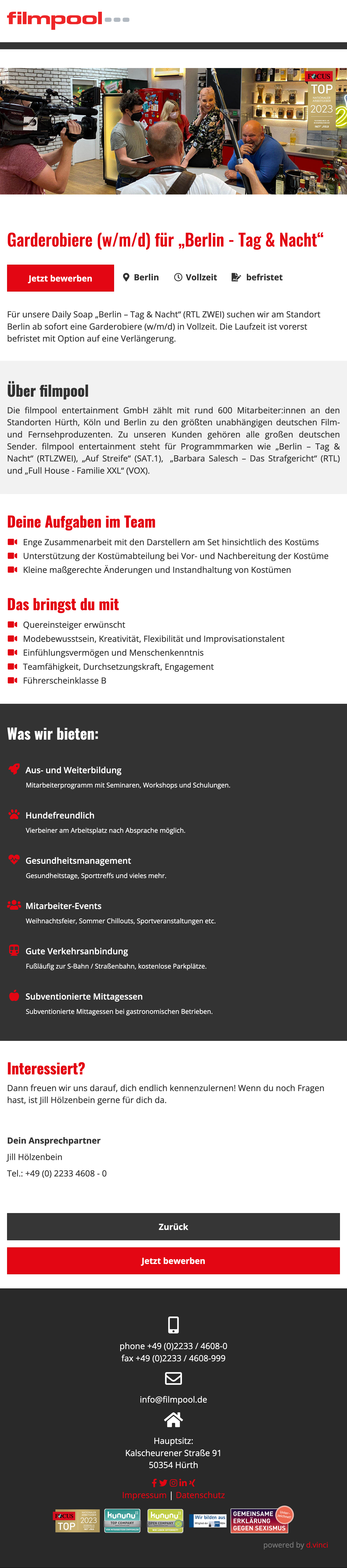 Garderobiere (w/m/d) für 