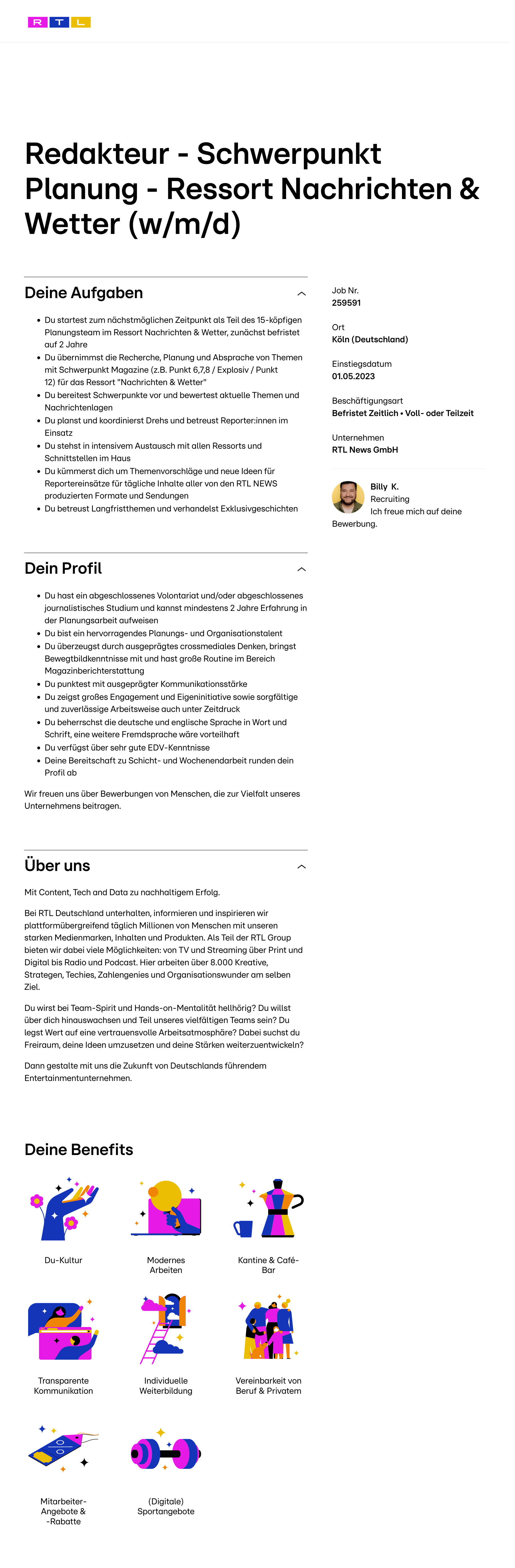 Redakteur - Schwerpunkt Planung - Ressort Nachrichten & Wetter (w/m/d)