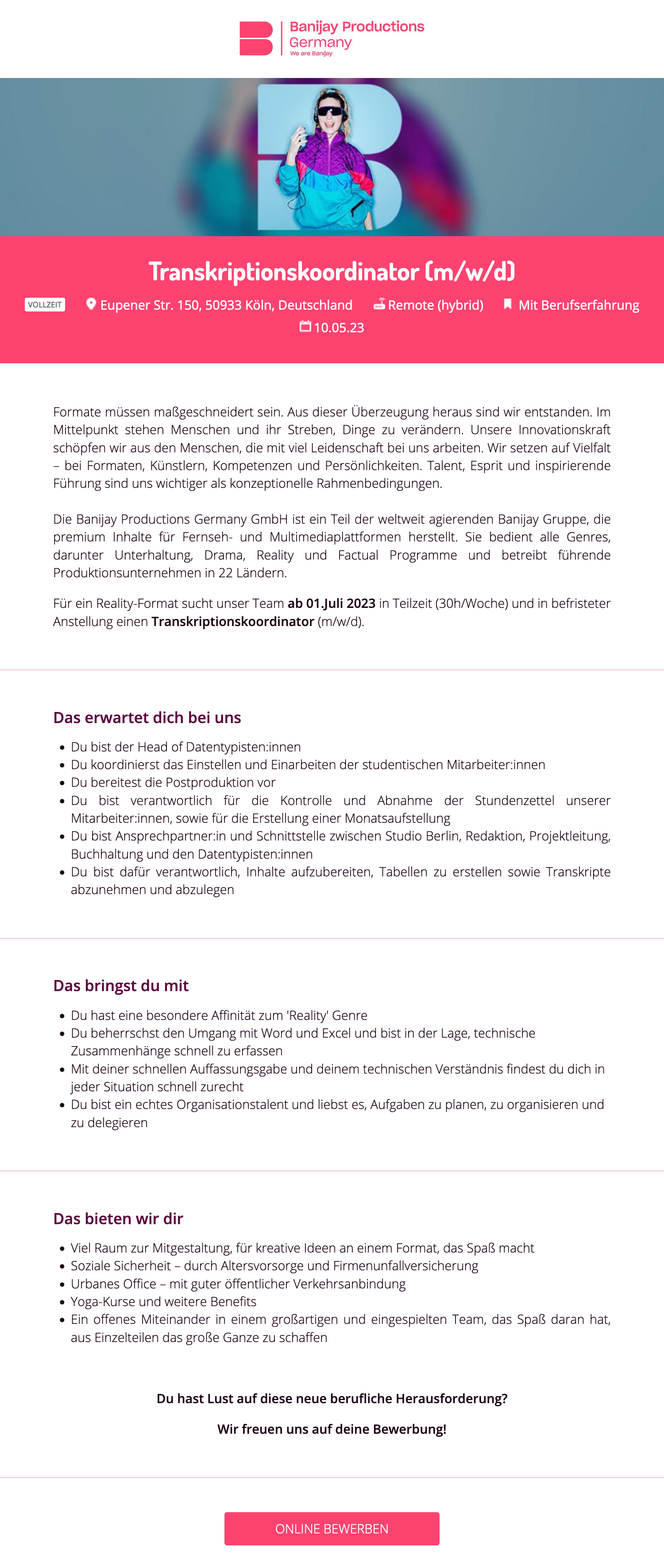 Transkriptionskoordinator (m/w/d)
