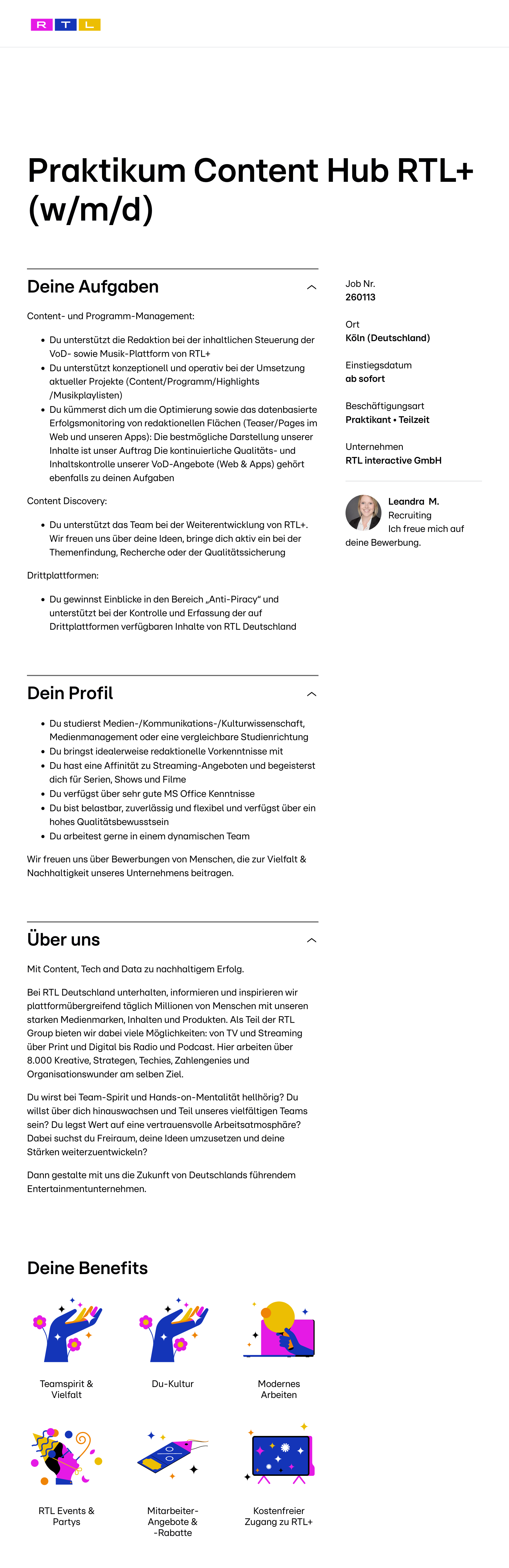 Praktikum Content Hub RTL+ (w/m/d)
