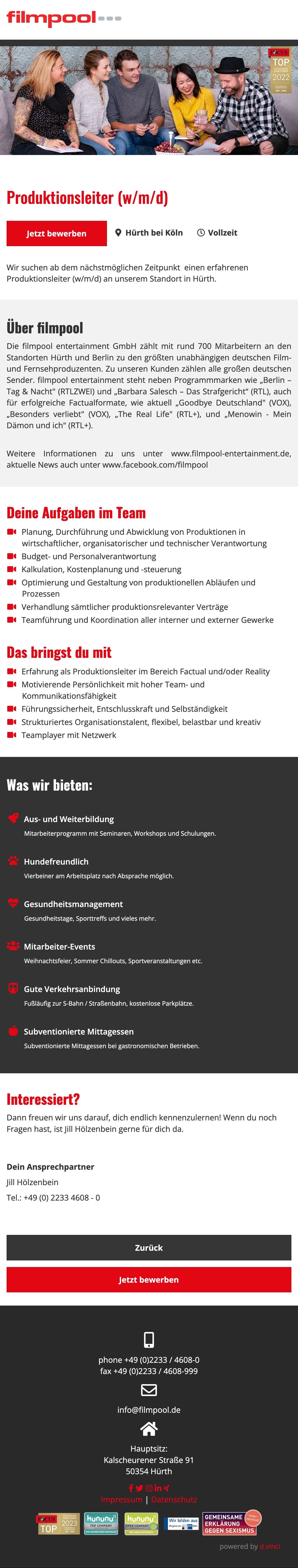 Produktionsleiter (w/m/d)