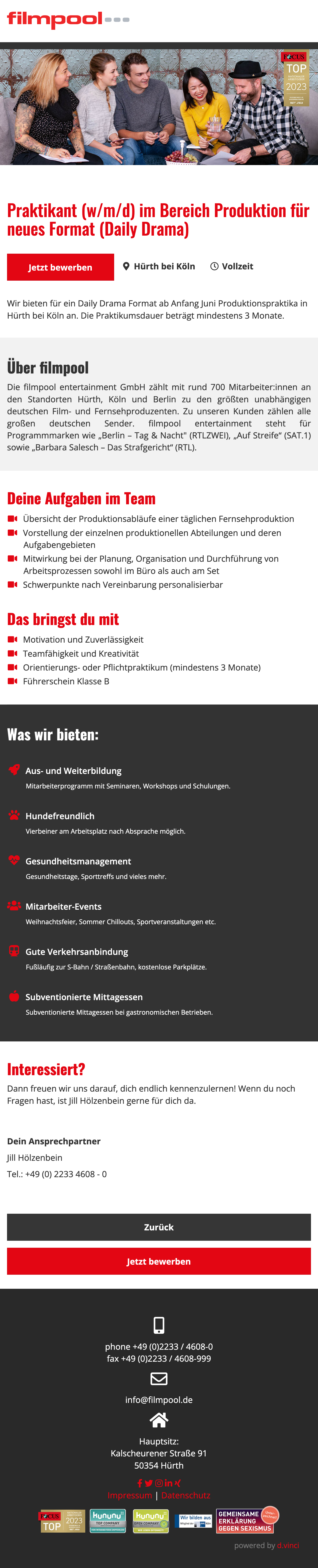 Praktikant (w/m/d) im Bereich Produktion für neues Format (Daily Drama)