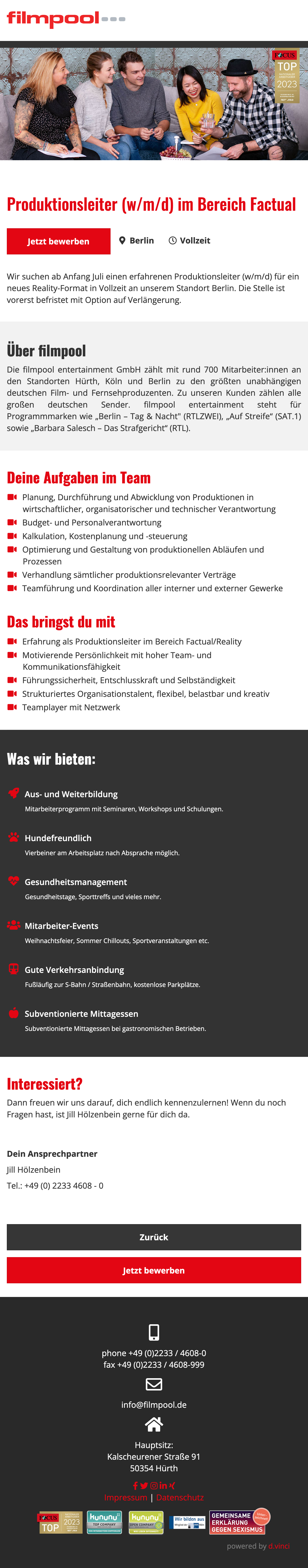 Produktionsleiter (w/m/d) im Bereich Factual