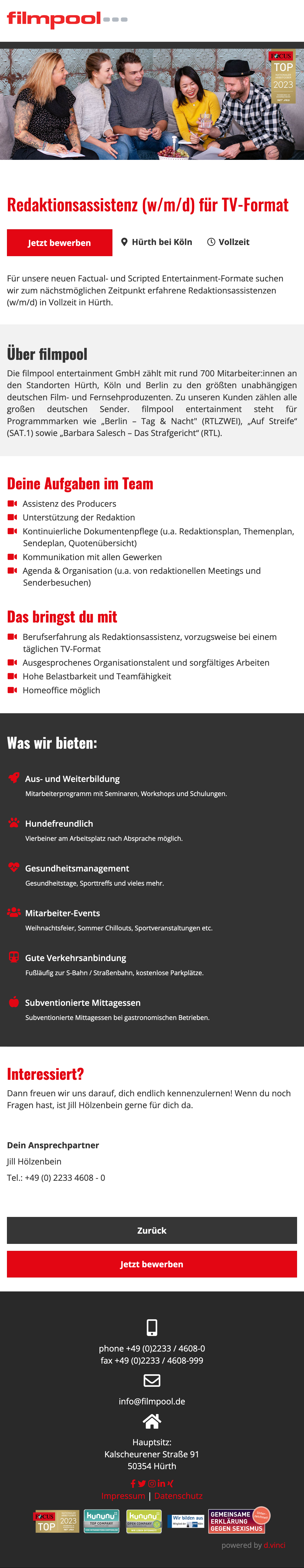 Redaktionsassistenz (w/m/d) für TV-Format