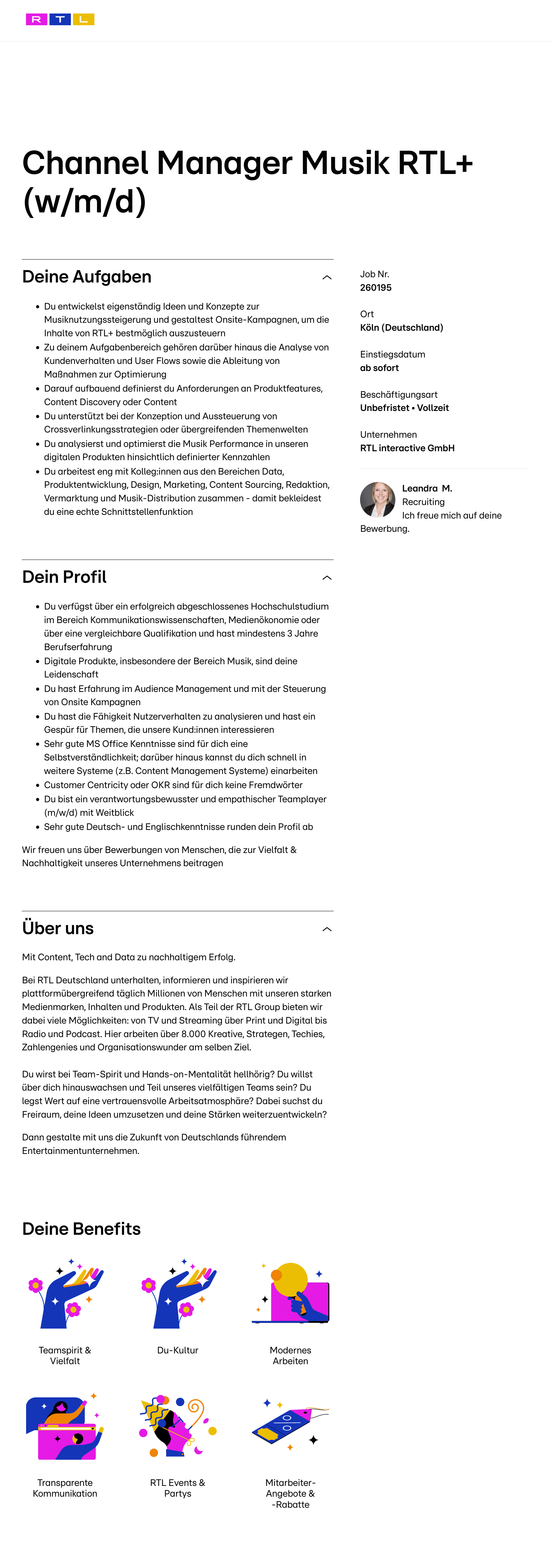 Channel Manager Musik RTL+ (w/m/d)