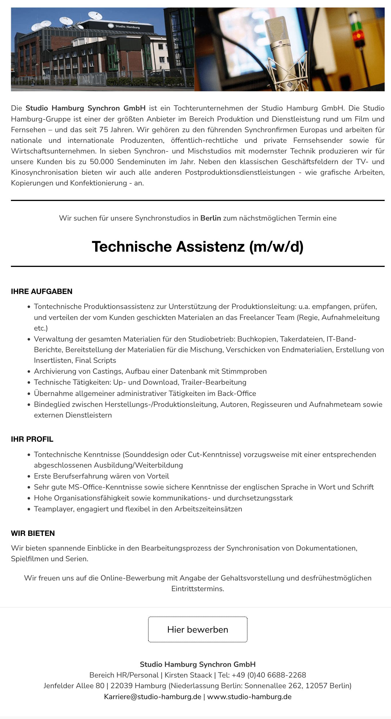 Technische Assistenz (m/w/d)