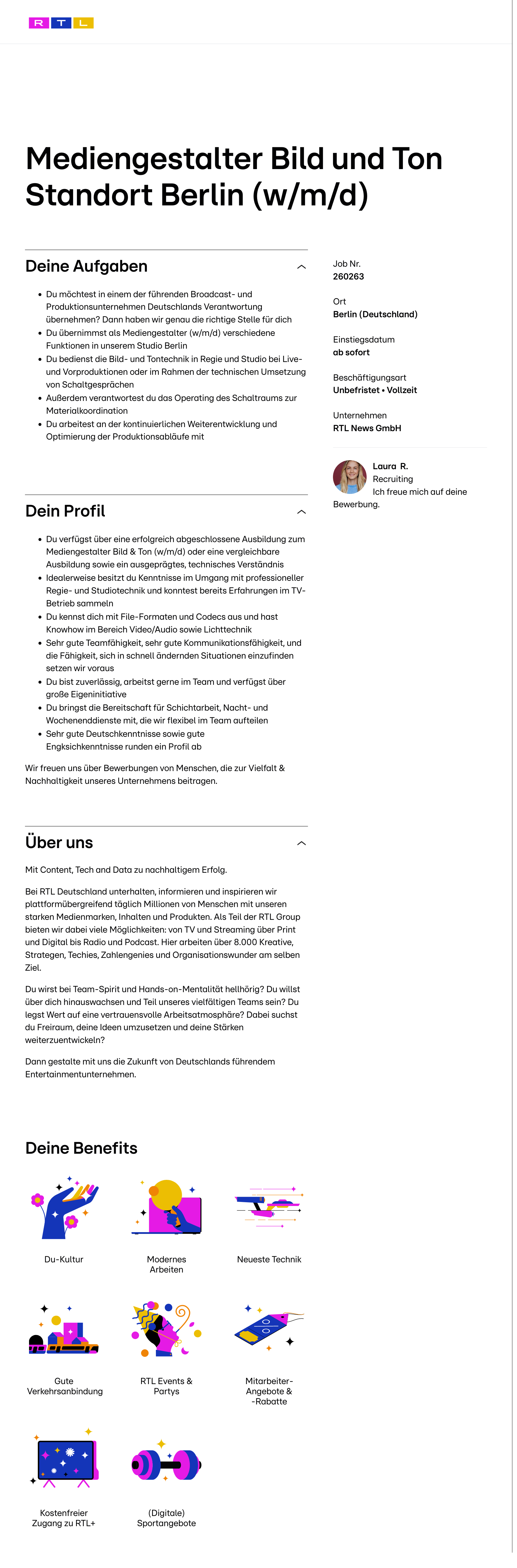 Mediengestalter Bild und Ton Standort Berlin (w/m/d)