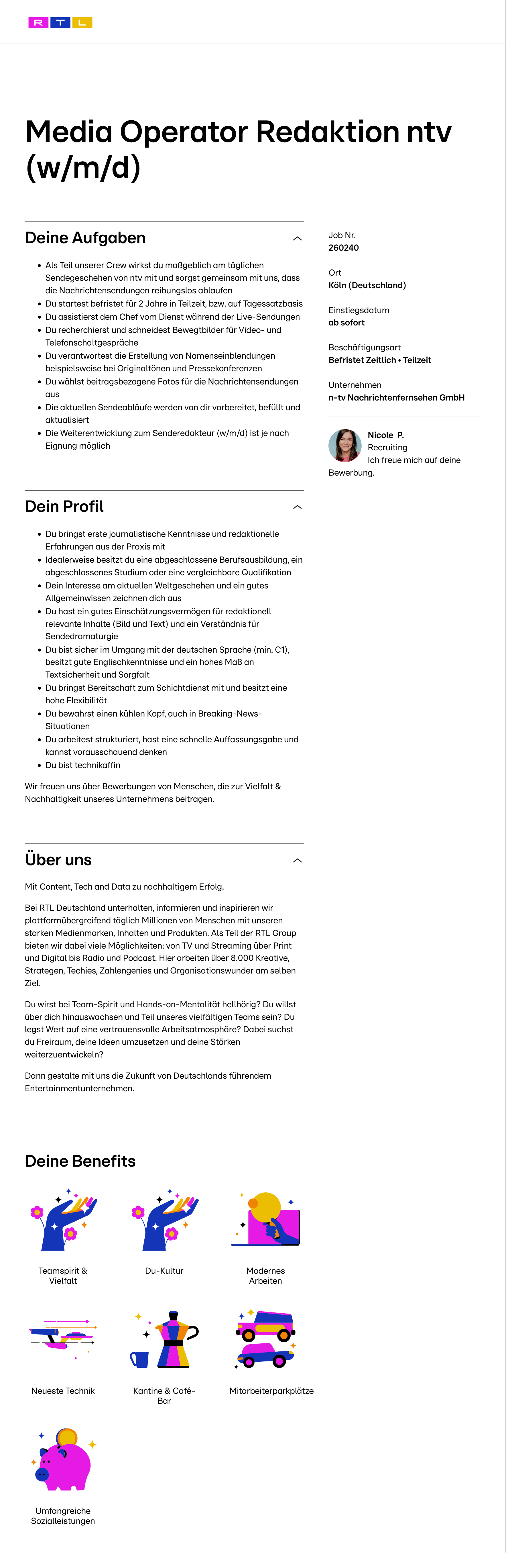 Media Operator Redaktion ntv (w/m/d)