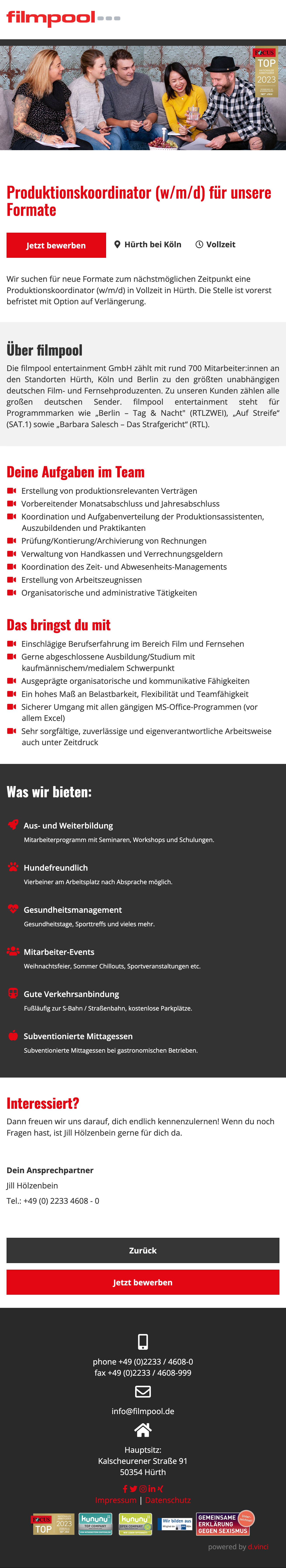 Produktionskoordinator (w/m/d) für unsere Formate