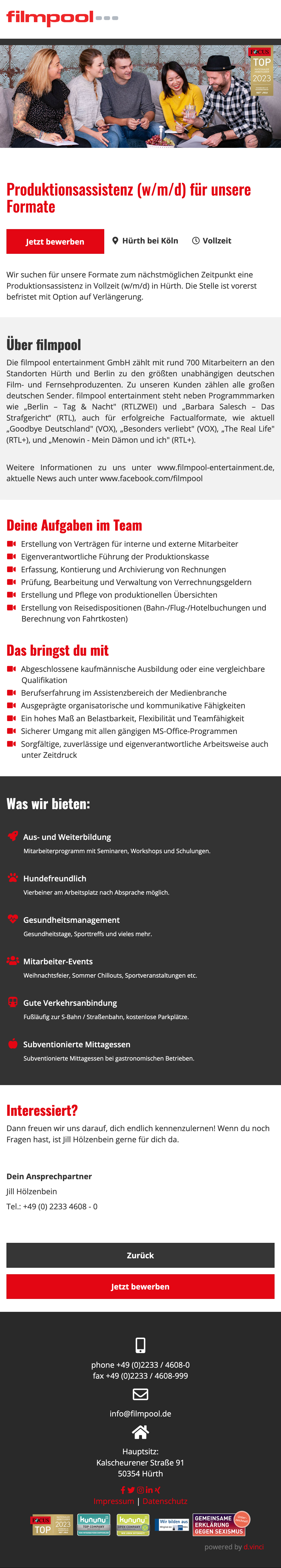 Produktionsassistenz (w/m/d) für unsere Formate