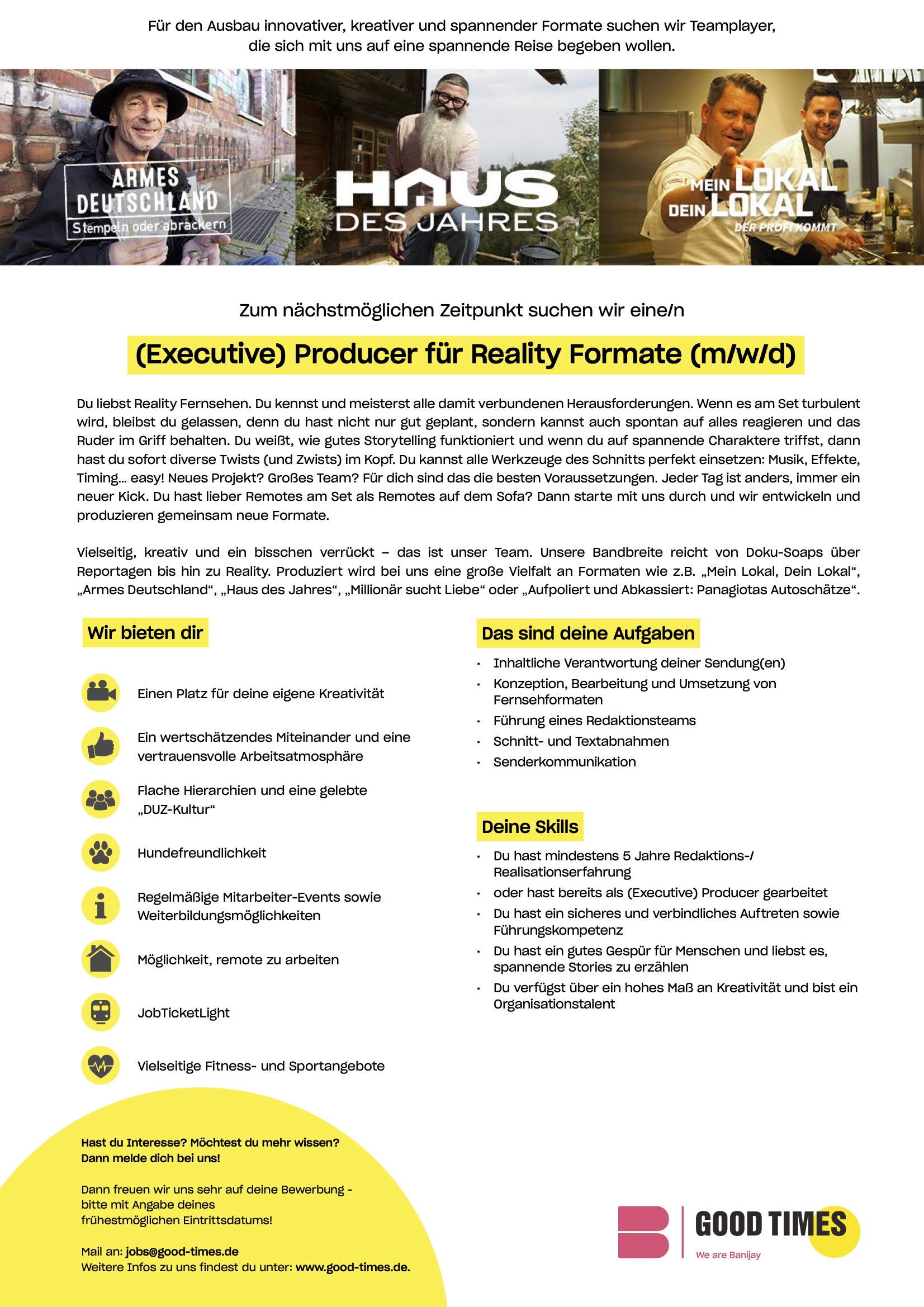(Executive) Producer für Reality Formate (m/w/d)