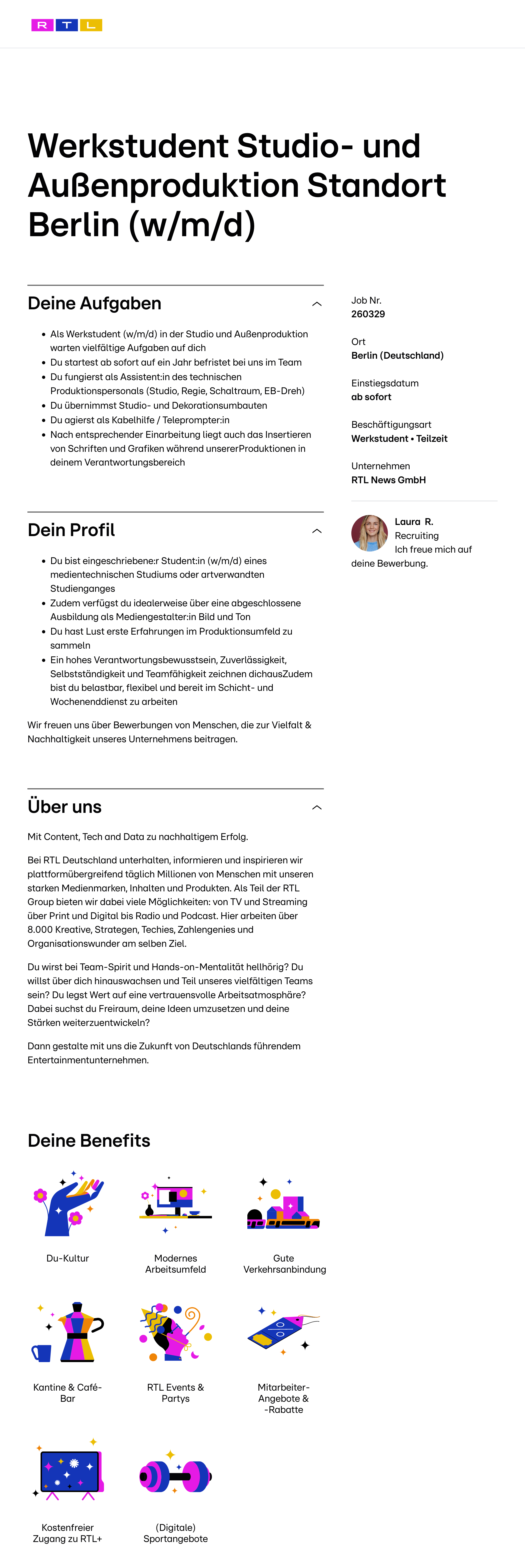 Werkstudent Studio- und Außenproduktion (w/m/d)