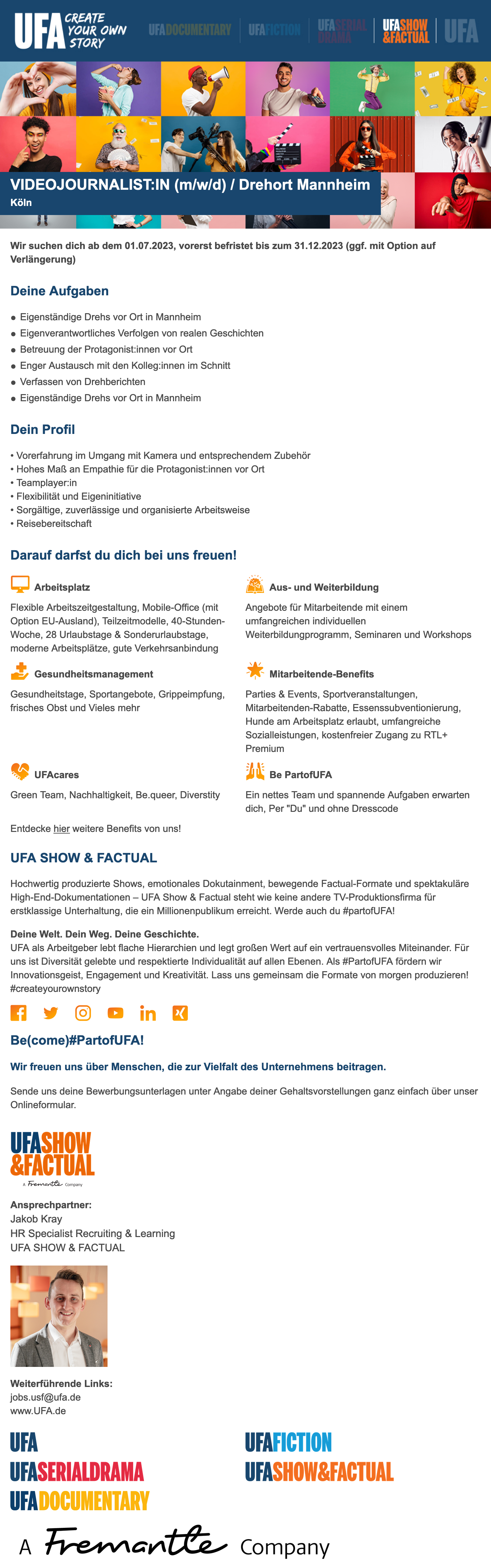 Videojournalist:in (m/w/d) - Drehort Mannheim
