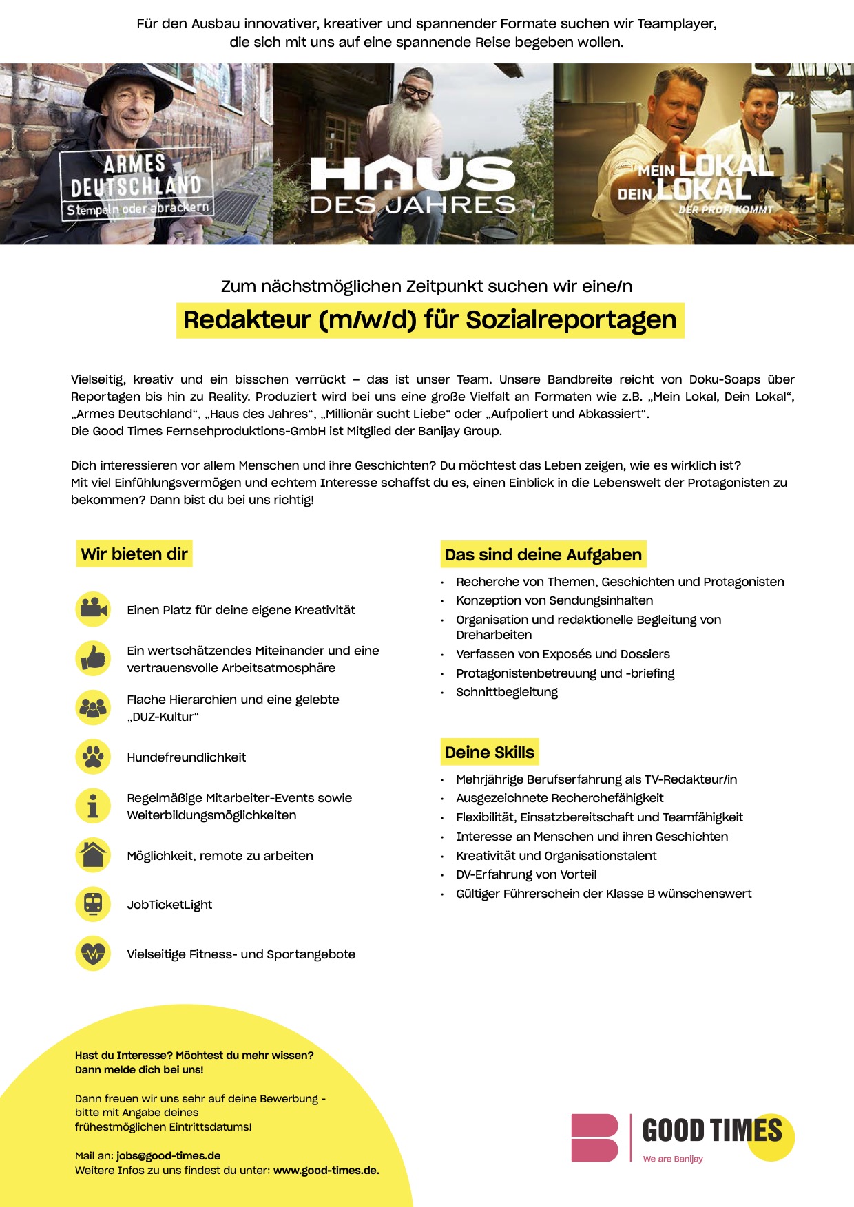 Redakteur (m/w/d) für Sozialreportagen