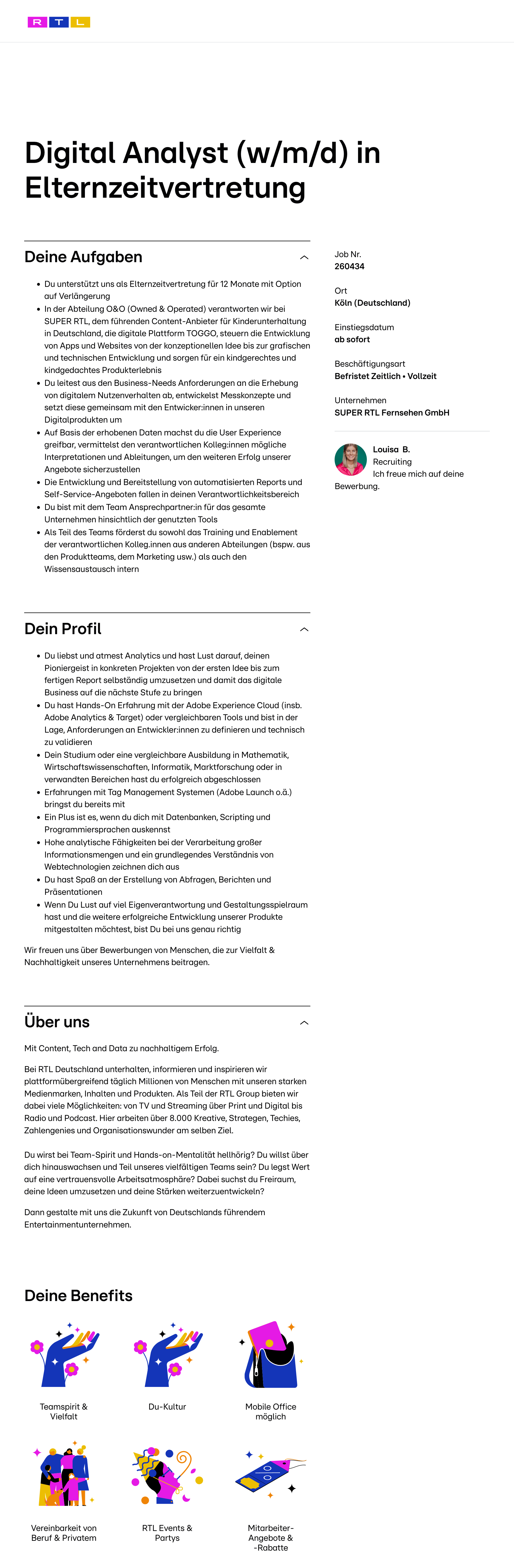 Digital Analyst (w/m/d) in Elternzeitvertretung