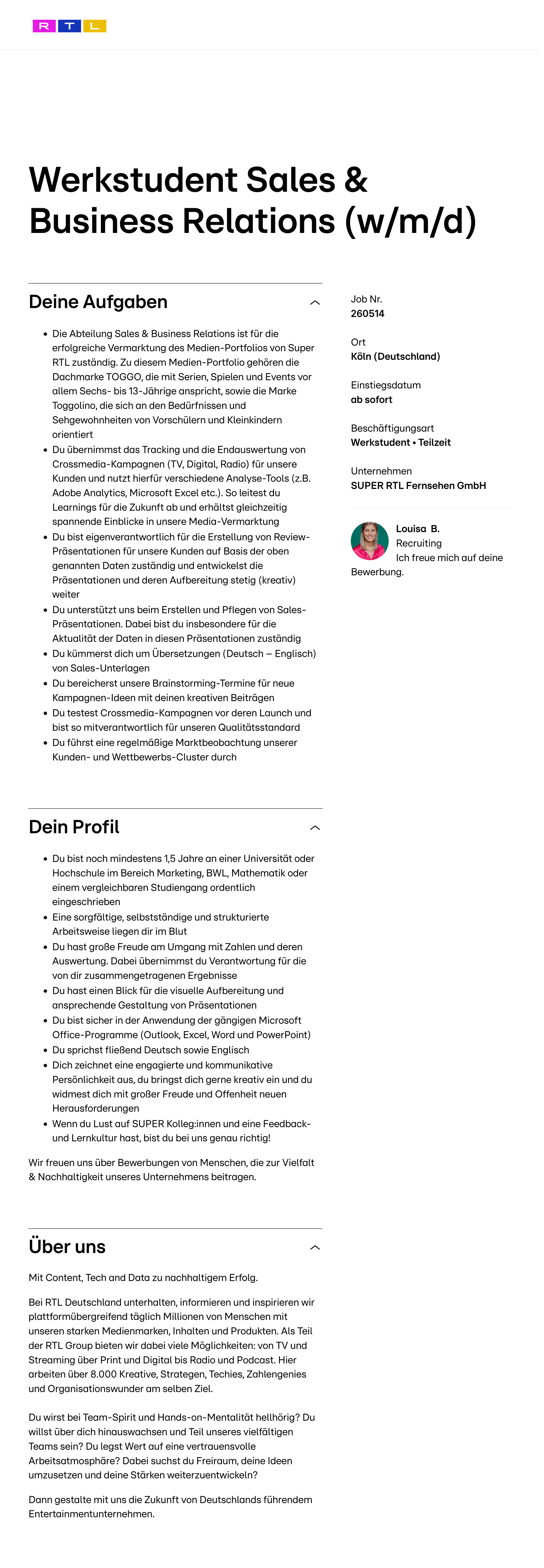Werkstudent Sales & Business Relations (w/m/d)