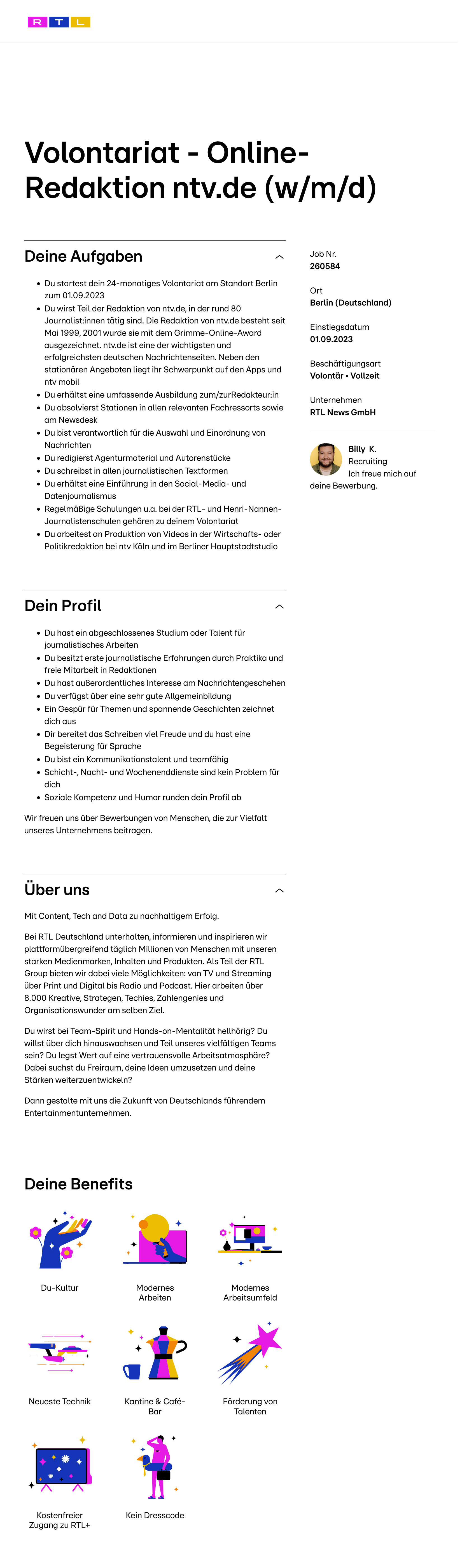 Volontariat - Online-Redaktion ntv.de (w/m/d)
