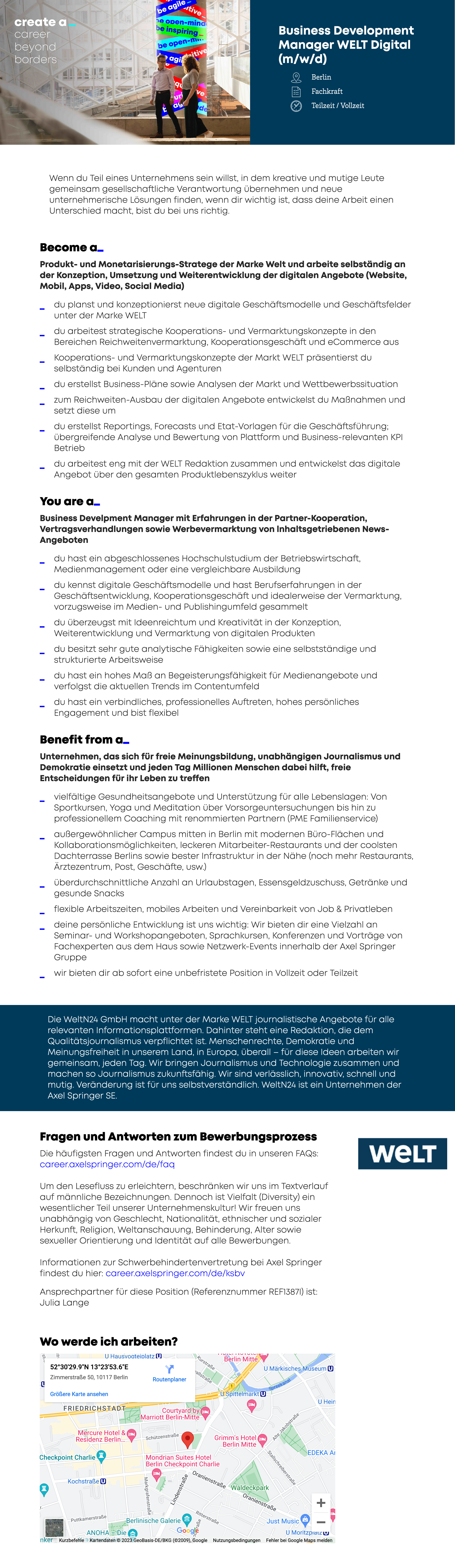 Business Development Manager WELT Digital (m/w/d)