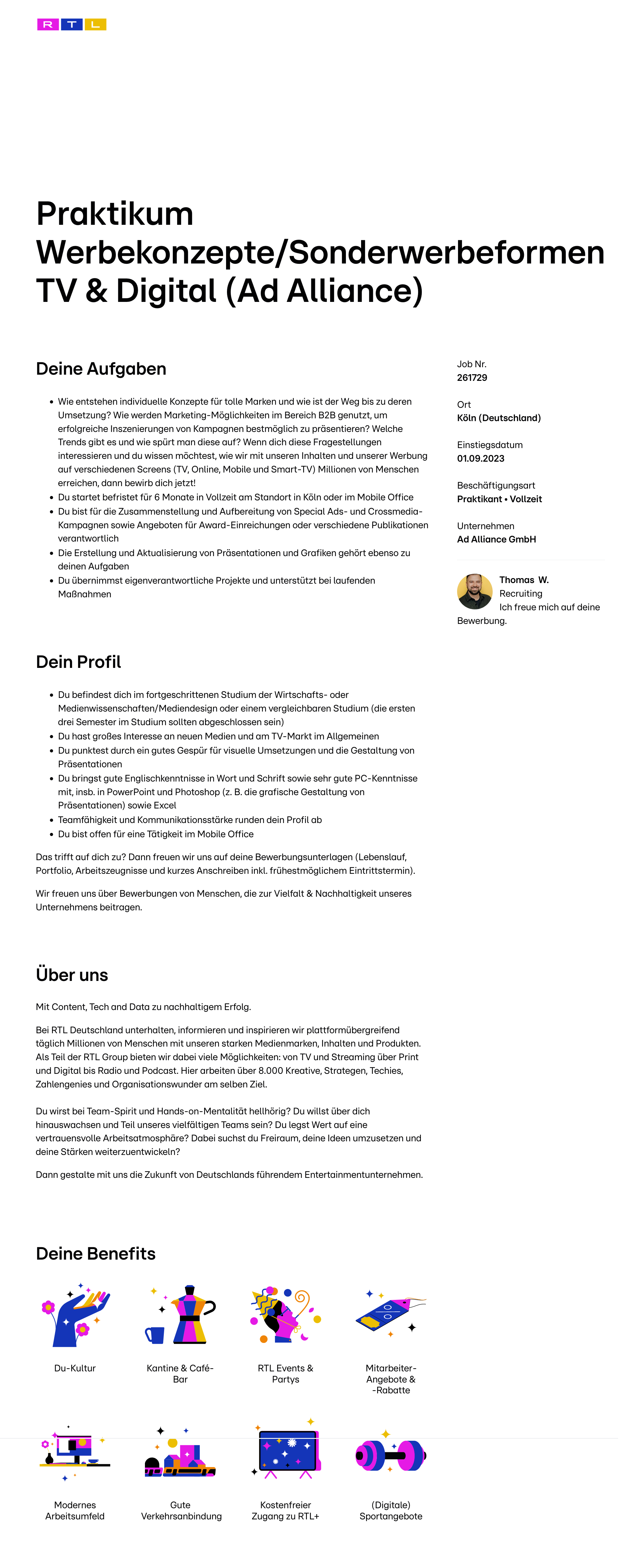 Praktikum Werbekonzepte/ Sonderwerbeformen TV & Digital