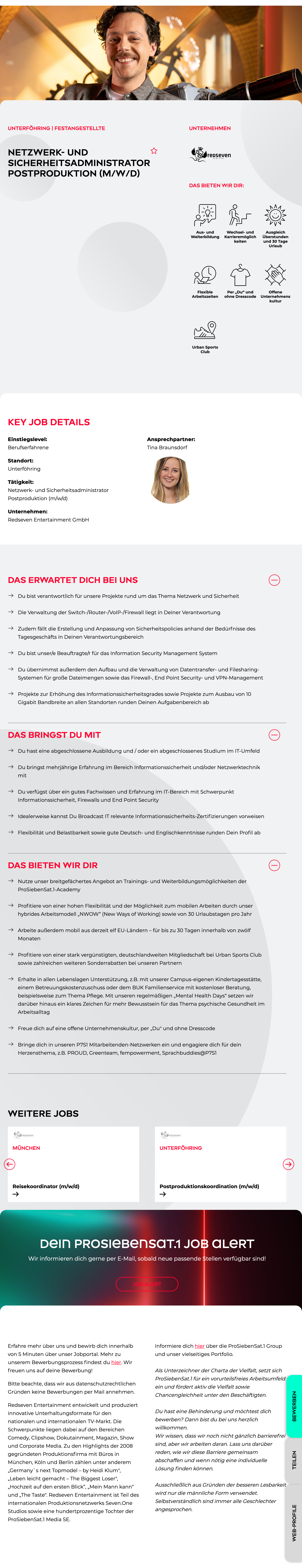 Netzwerk- und Sicherheitsadministrator Postproduktion (m/w/d)