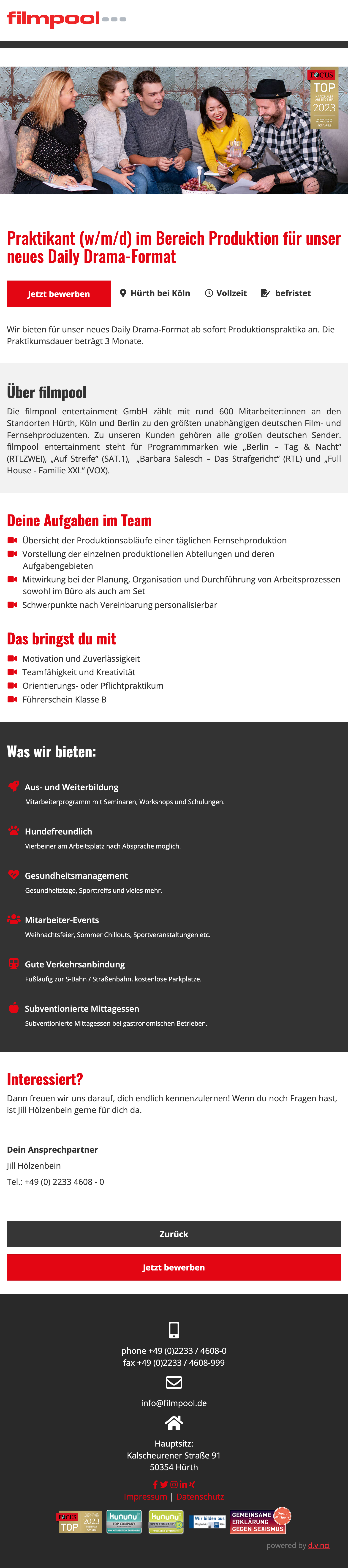 Praktikant (w/m/d) im Bereich Produktion für unser neues Daily Drama-Format