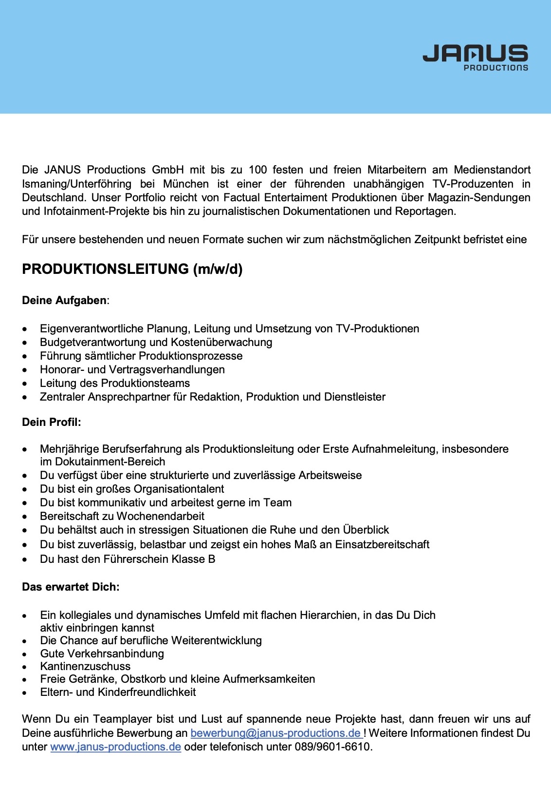 Produktionsleitung (m/w/d)