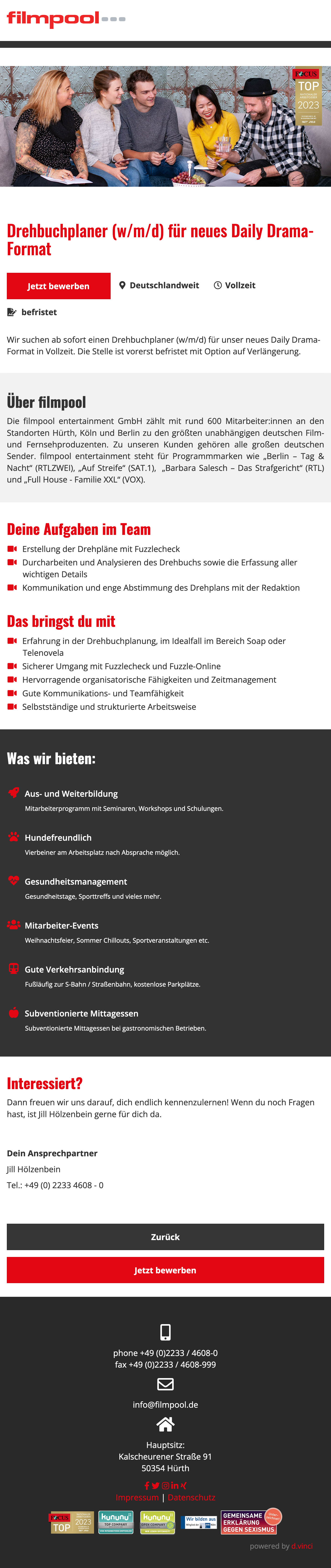 Drehbuchplaner (w/m/d) für neues Daily Drama-Format
