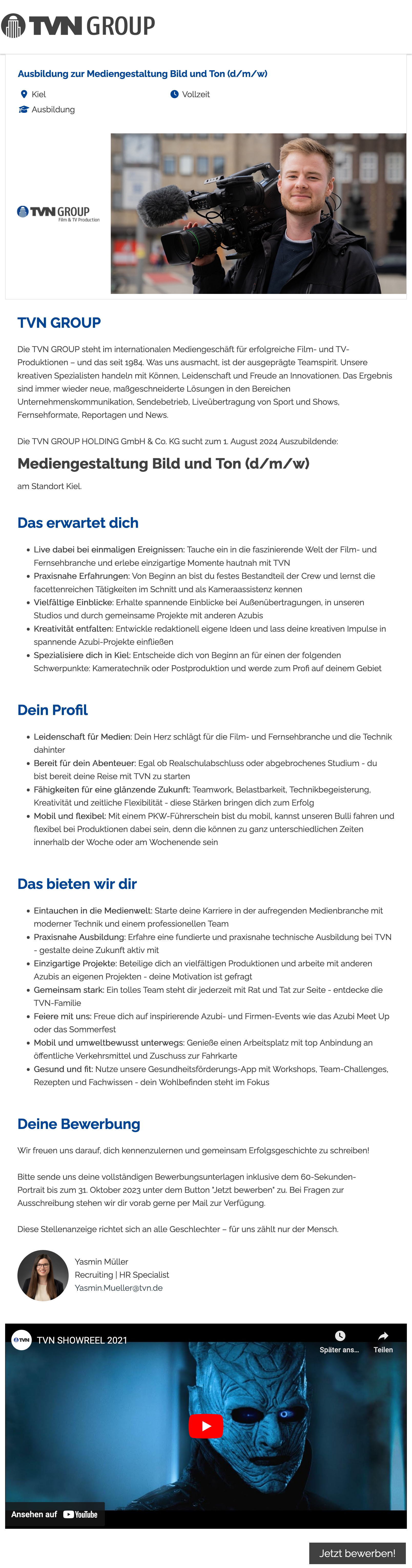 Ausbildung zur Mediengestaltung Bild und Ton