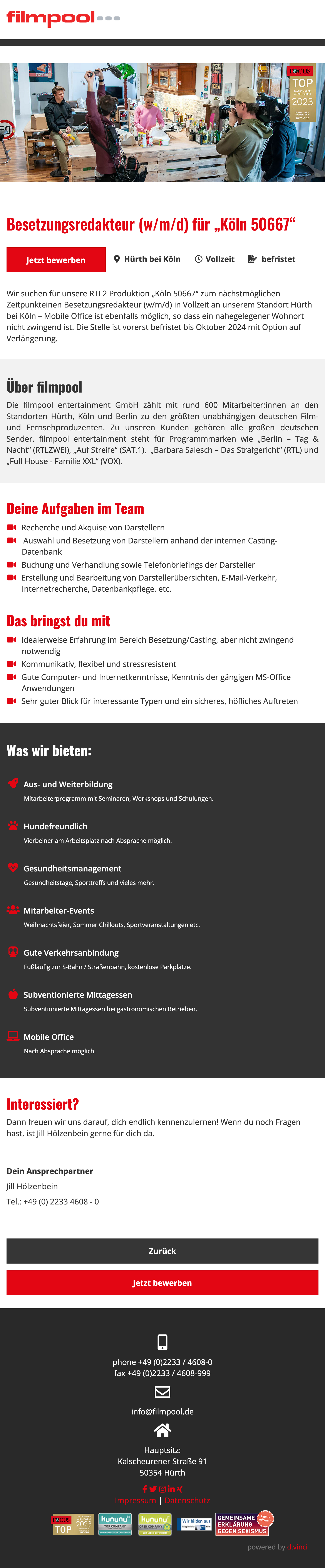 Besetzungsredakteur (w/m/d) für „Köln 50667“