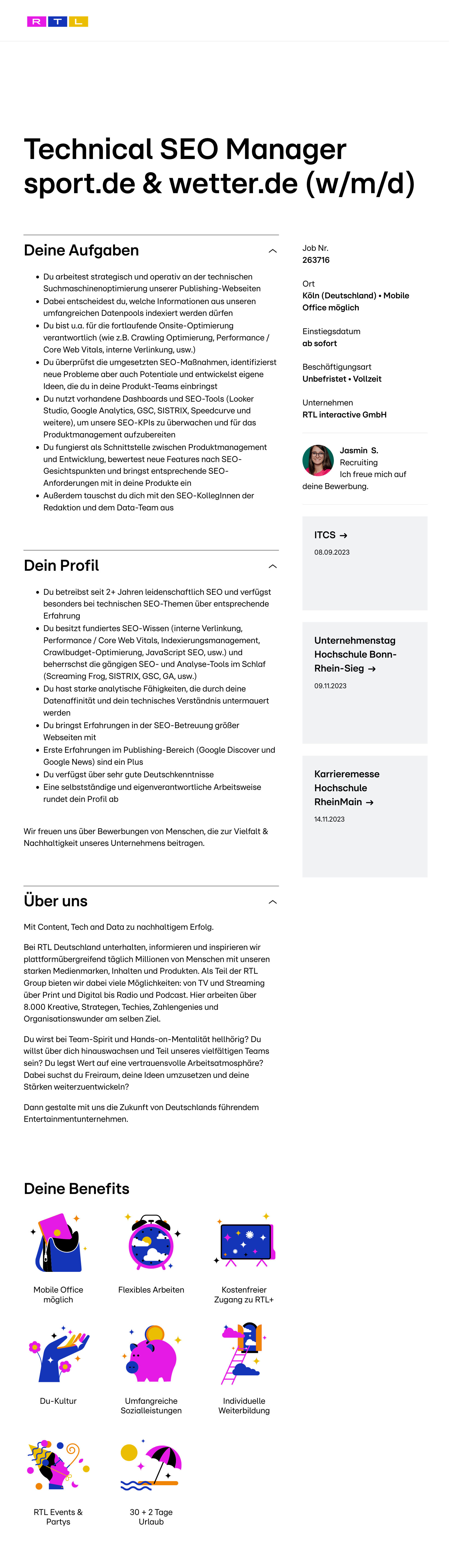 Technical SEO Manager sport.de & wetter.de (w/m/d)