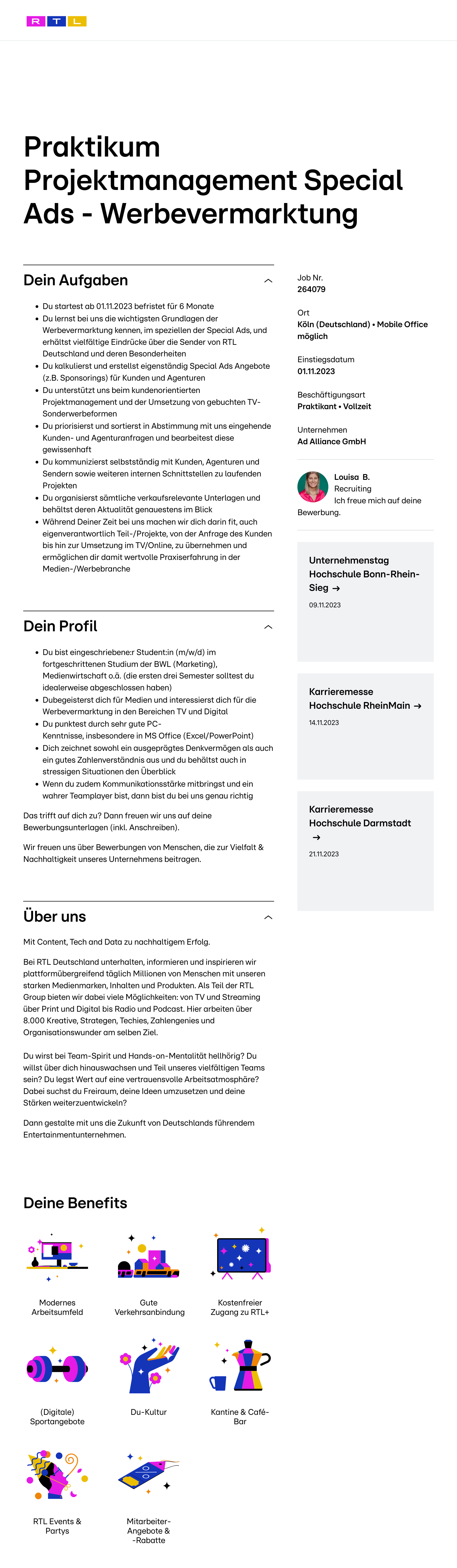 Praktikum Projektmanagement Special Ads - Werbevermarktung