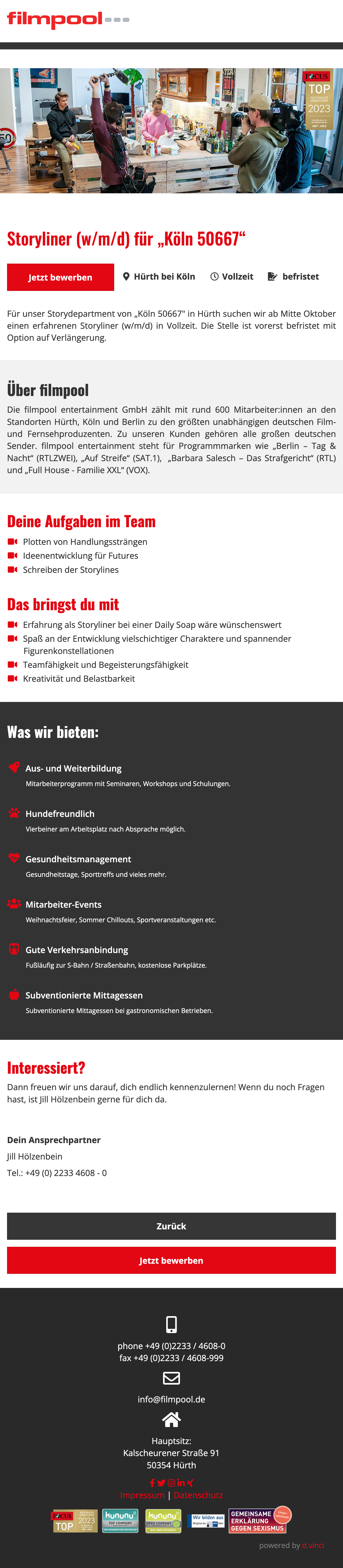 Storyliner (w/m/d) für „Köln 50667“
