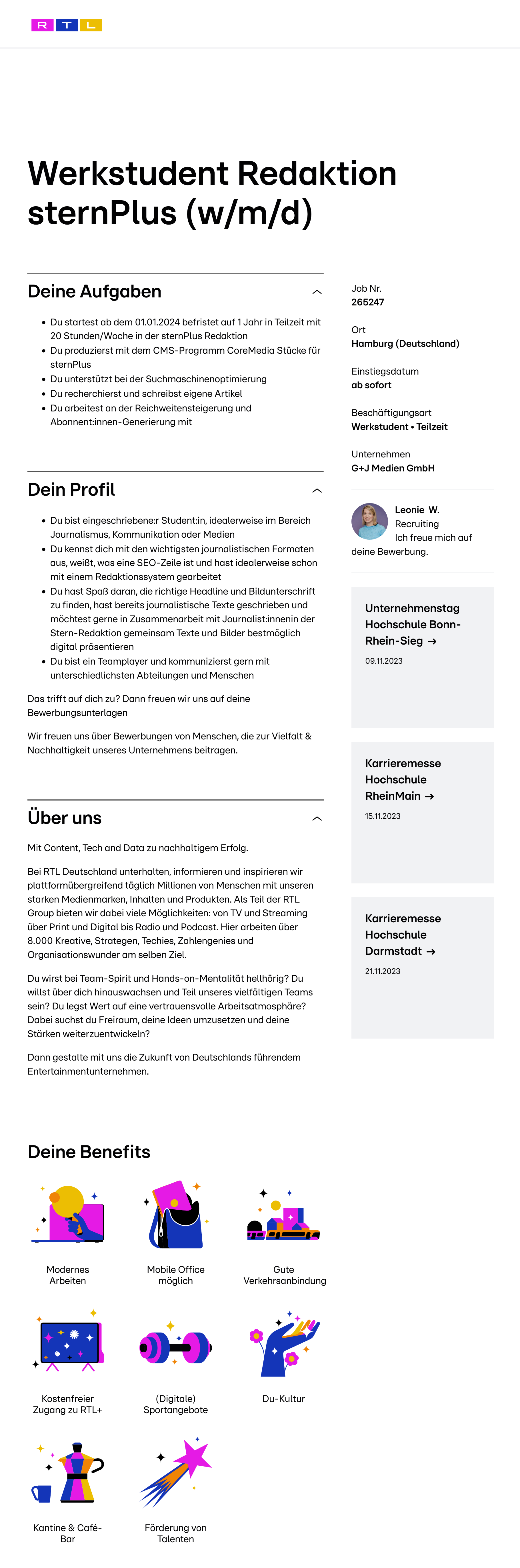 Werkstudent Redaktion sternPlus (w/m/d)