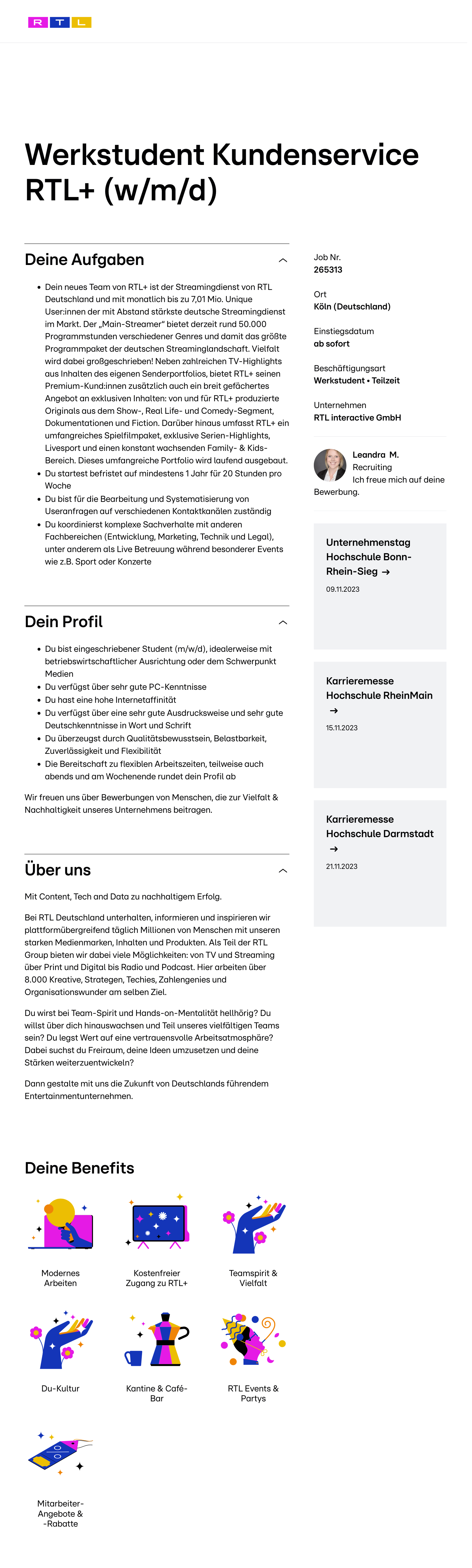 Werkstudent Kundenservice RTL+ (w/m/d)