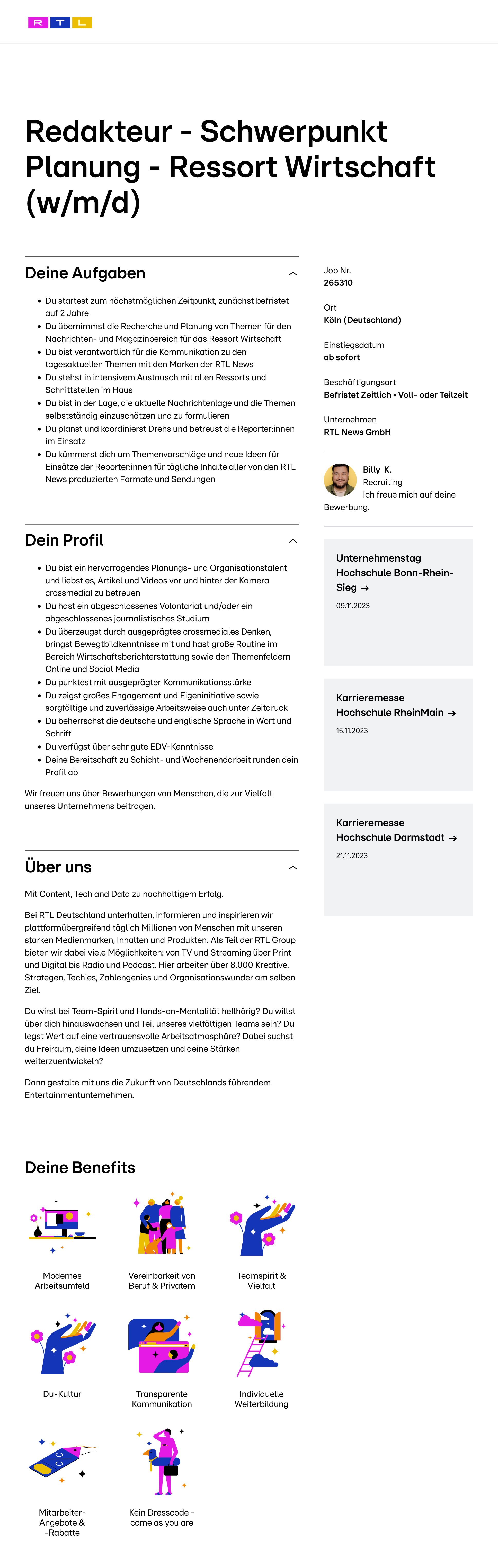 Redakteur - Schwerpunkt Planung - Ressort Wirtschaft (w/m/d)