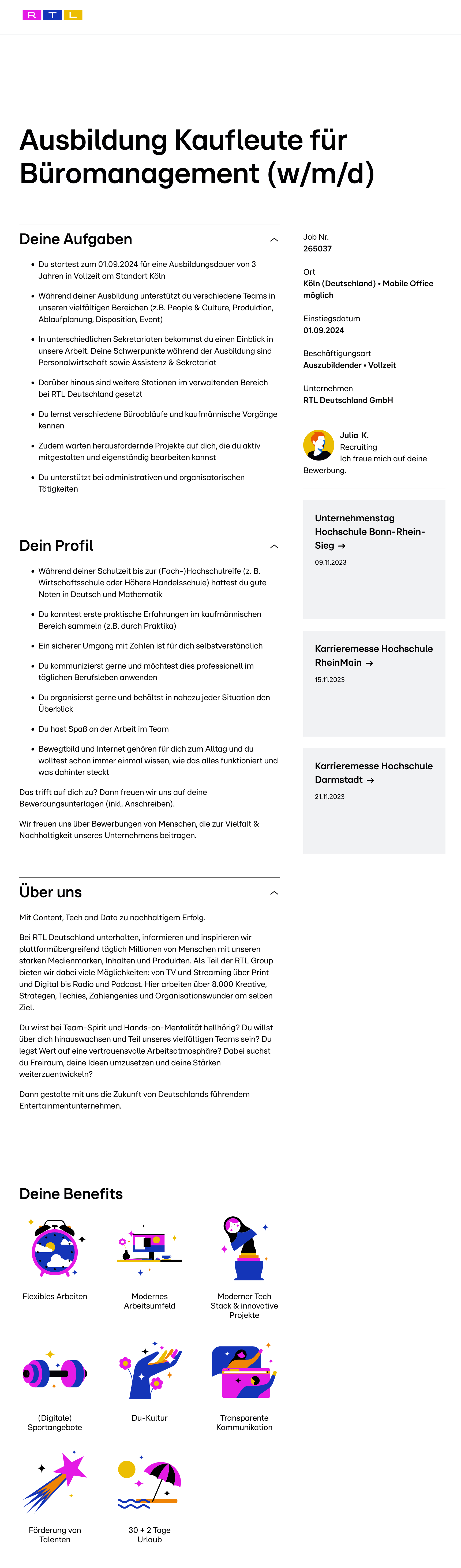 Ausbildung Kaufleute für Büromanagement (w/m/d)