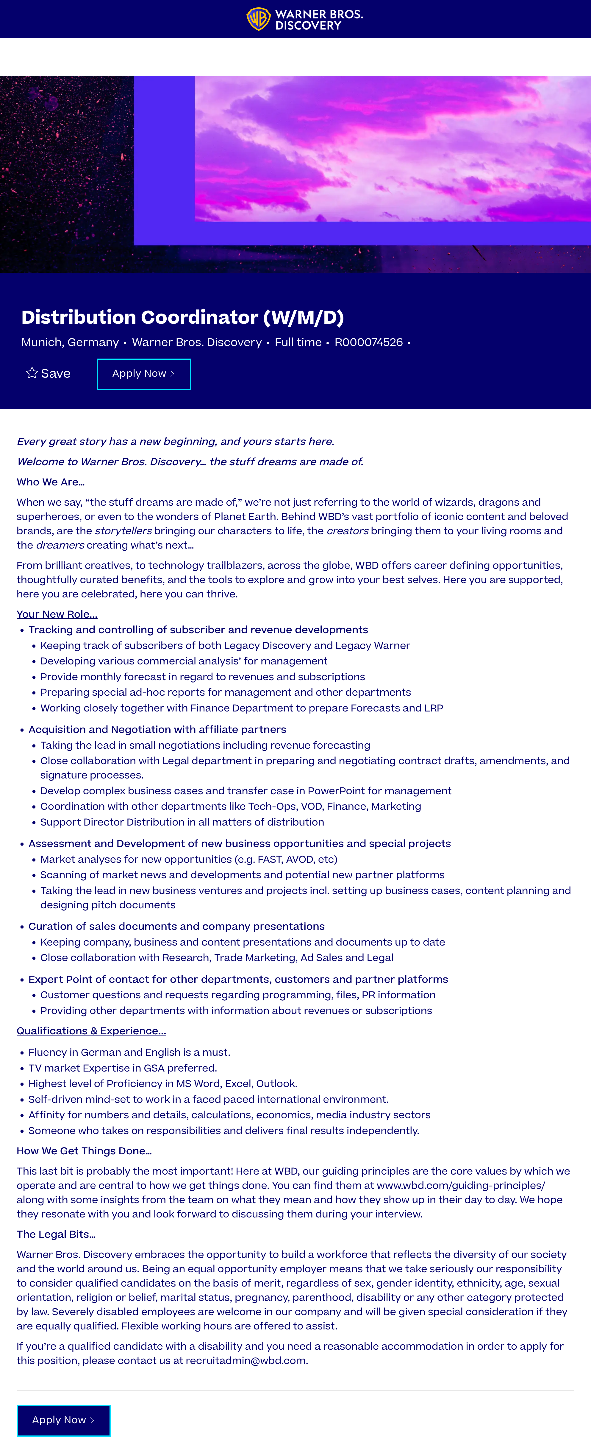 Distribution Coordinator (w/m/d)